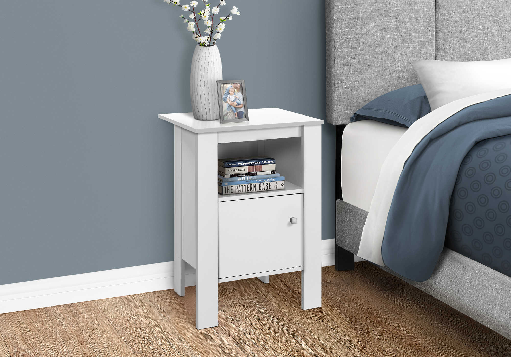 Image of nightstand - white night stand with storage i 2137.