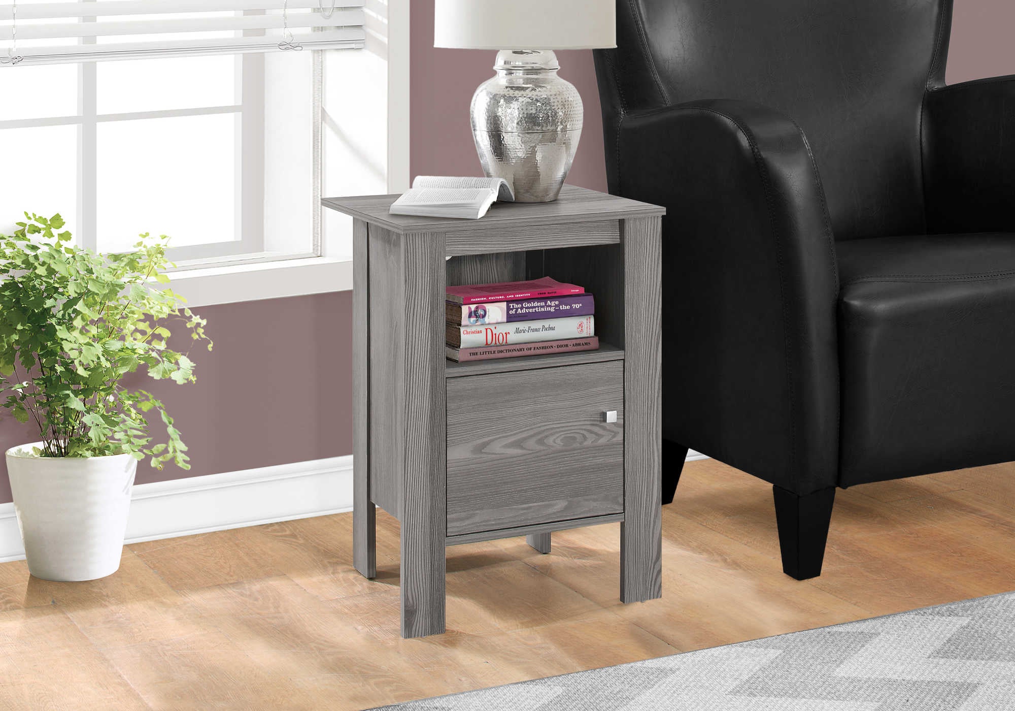 Image of accent table - grey night stand with storage  i 2138.