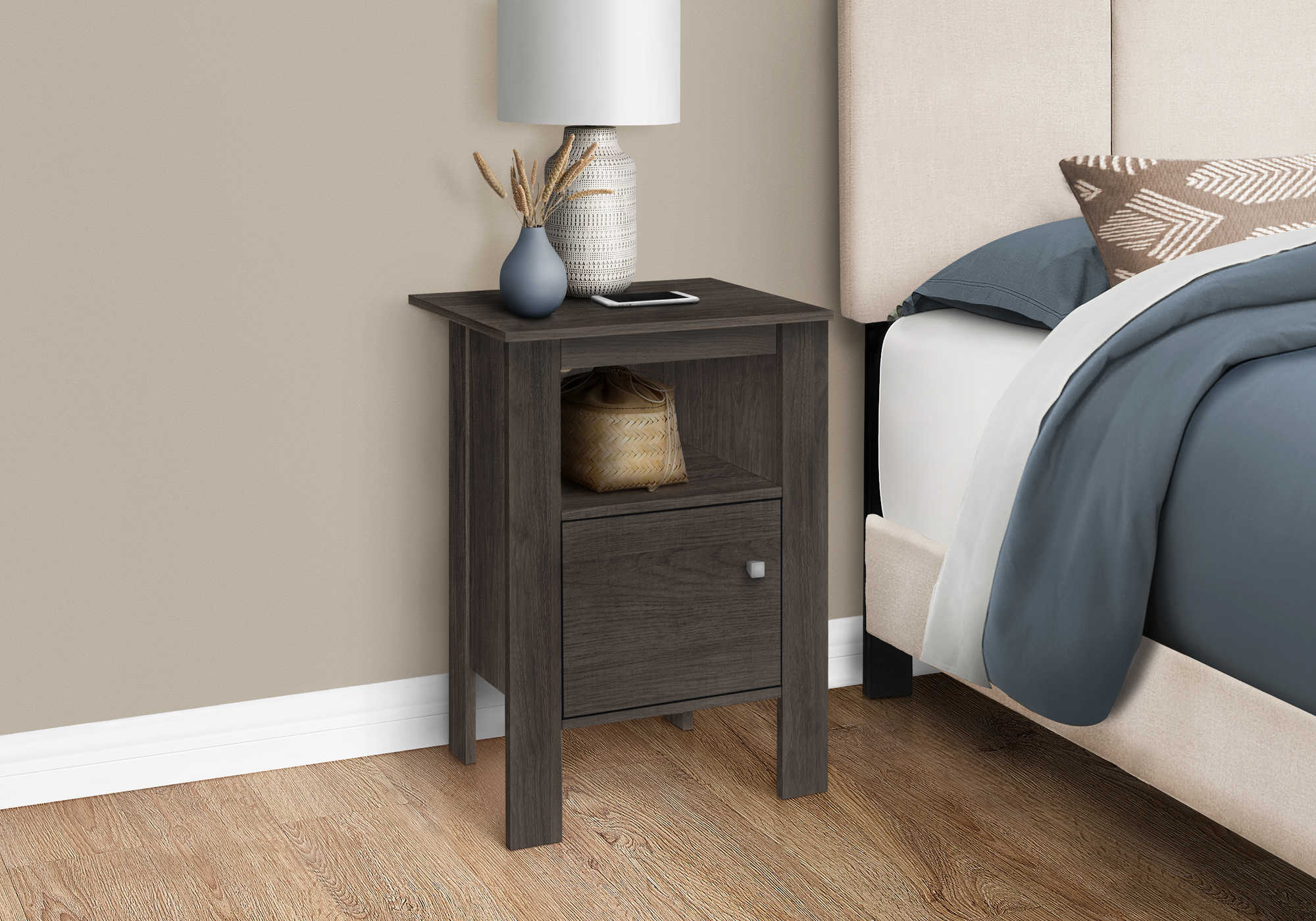 Image of nightstand - brown oak night stand with storage i 2145.
