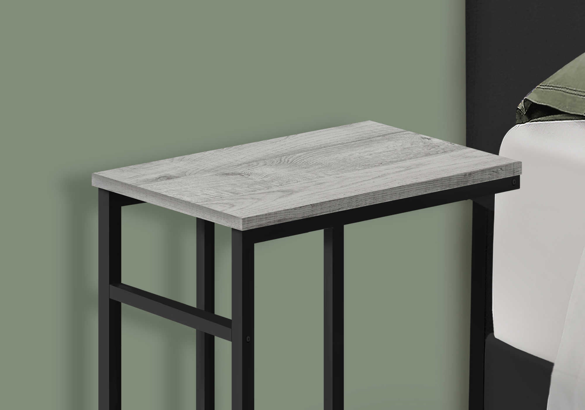 TABLE DE CHEVET - 24"H / GRIS / METAL NOIR – I 2171.