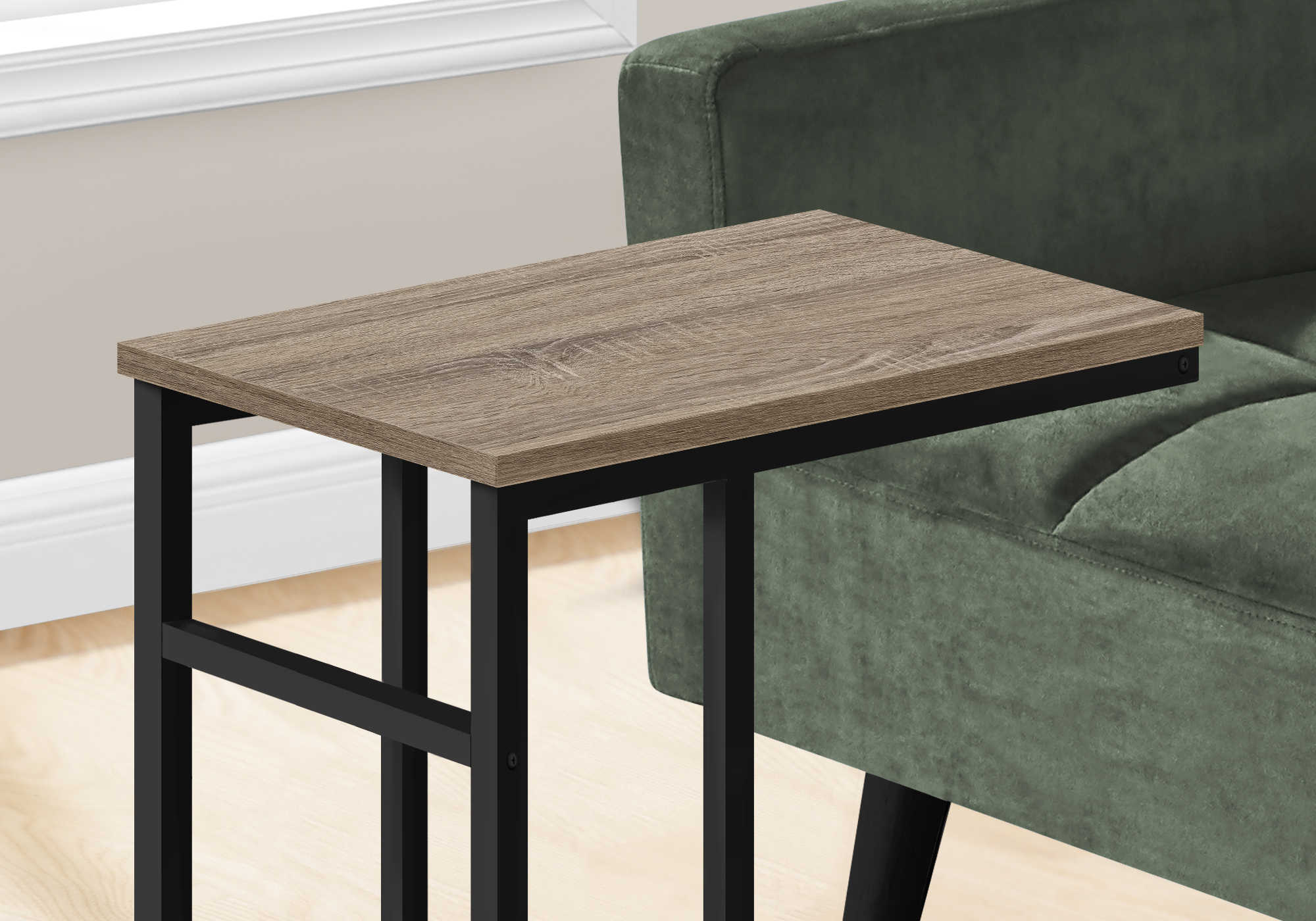 TABLE DE CHEVET - 24"H / TAUPE FONCE / METAL NOIR – I 2172.