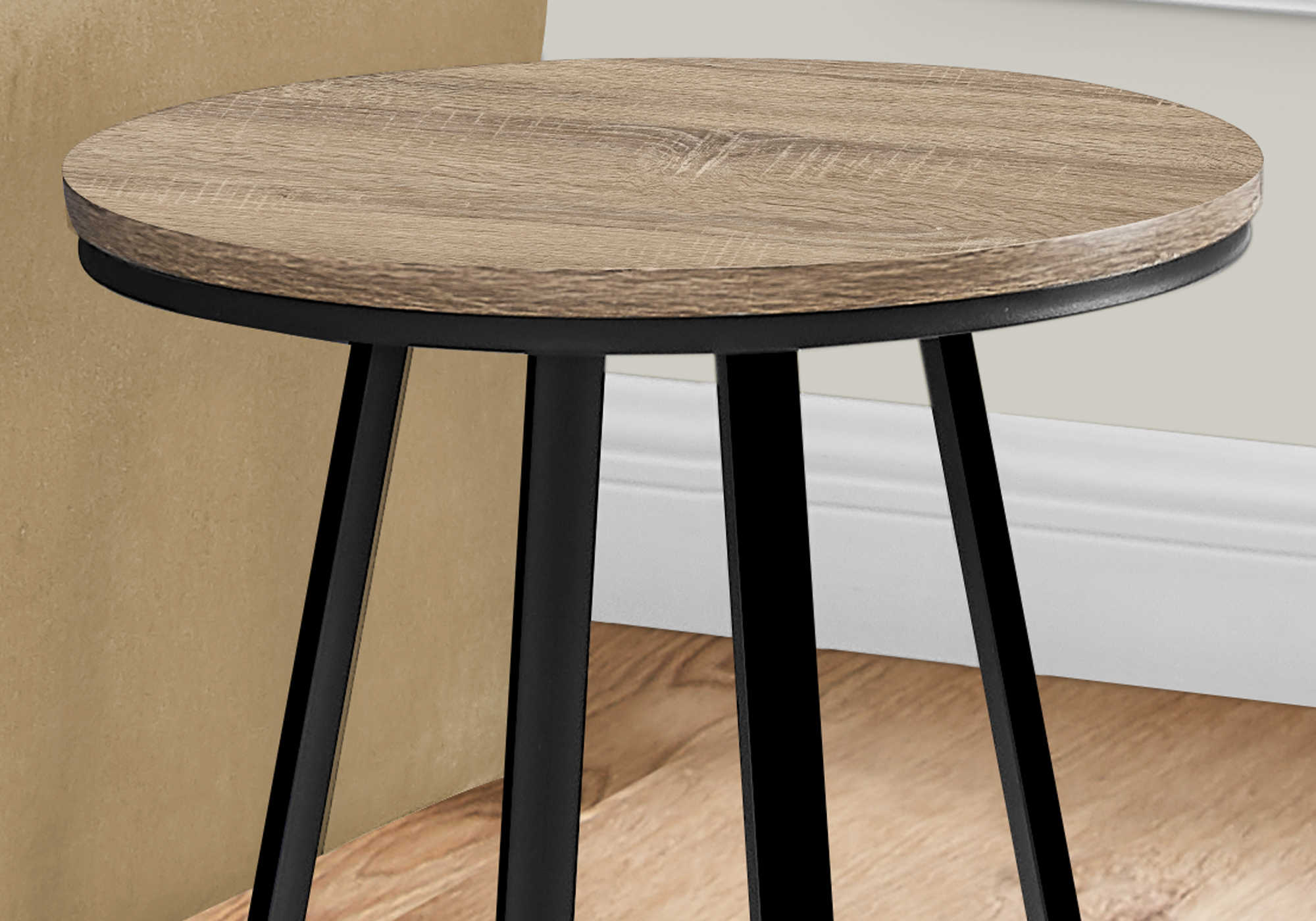 TABLE DE CHEVET - 22"H / TAUPE FONCE / METAL NOIR – I 2177.
