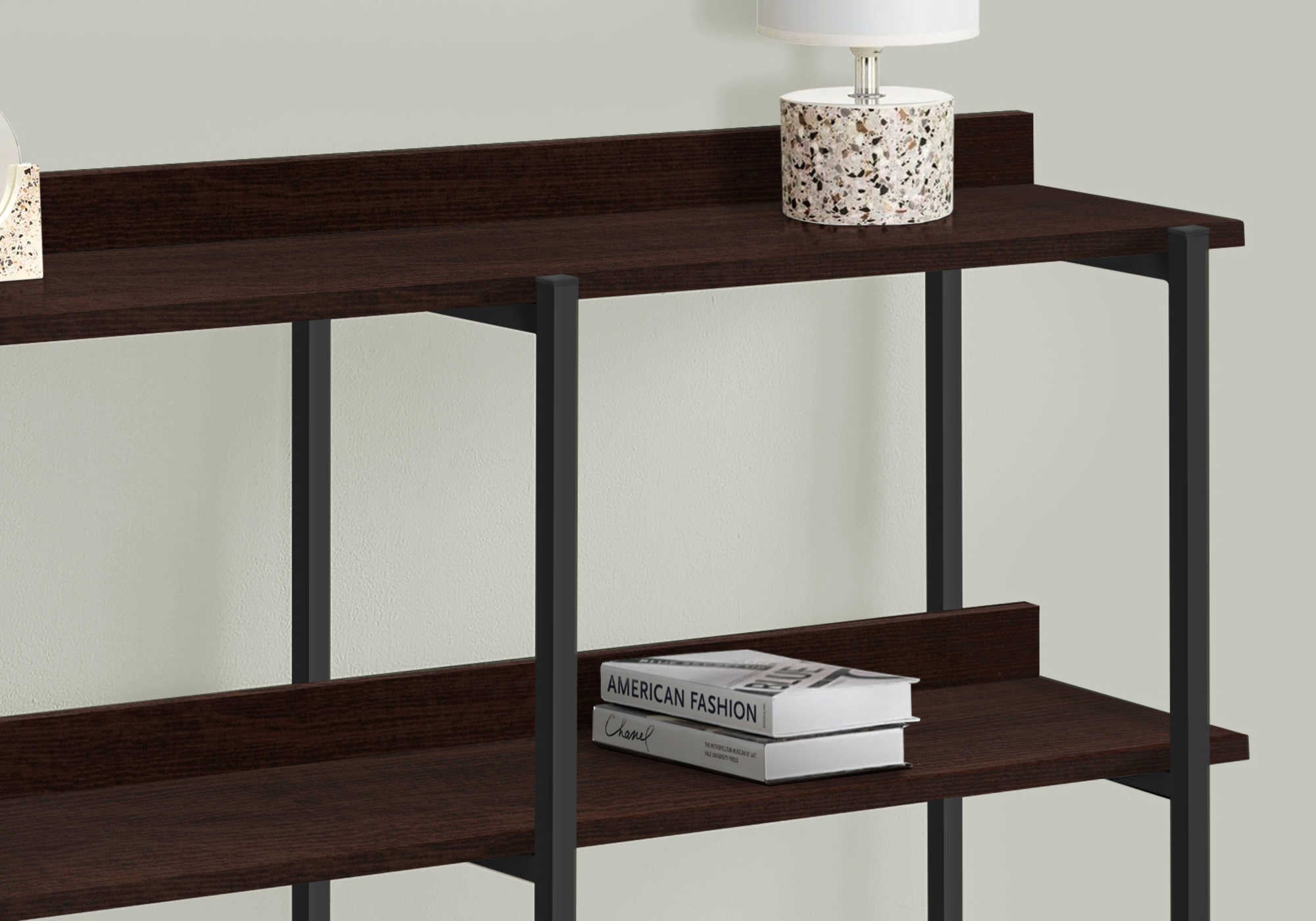 TABLE D'APPOINT - 48"L / CONSOLE ESPRESSO / METAL NOIR – I 2215.