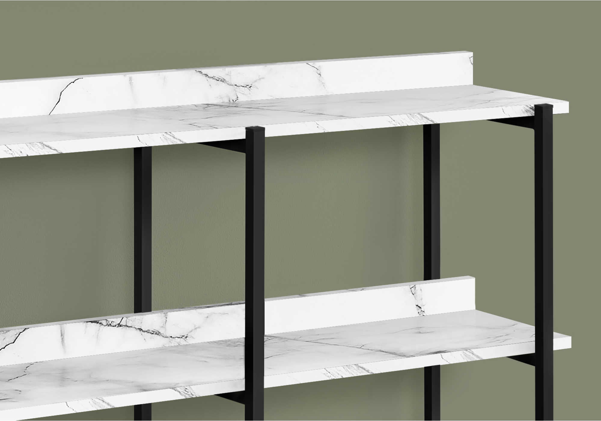 TABLE D'APPOINT - 48"L / CONSOLE MARBRE BLANC/ METAL NOIR – I 2221.