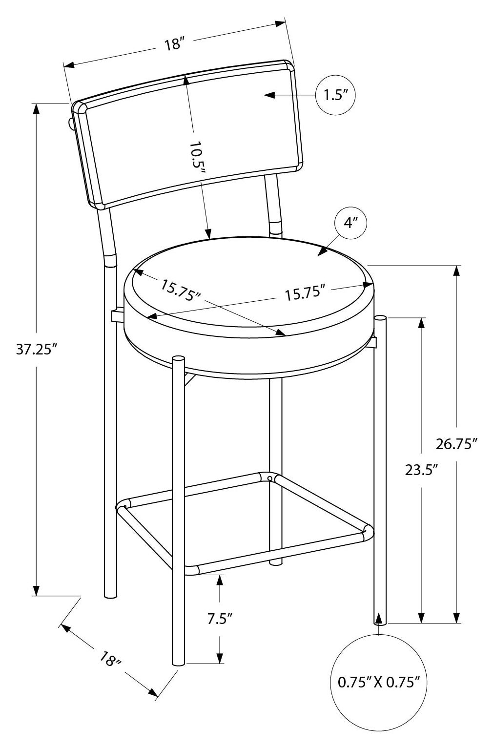 TABOURET DE BAR - 2PCS / 37"H / NOIR / HAUTEUR COMPTOIR – I 2246