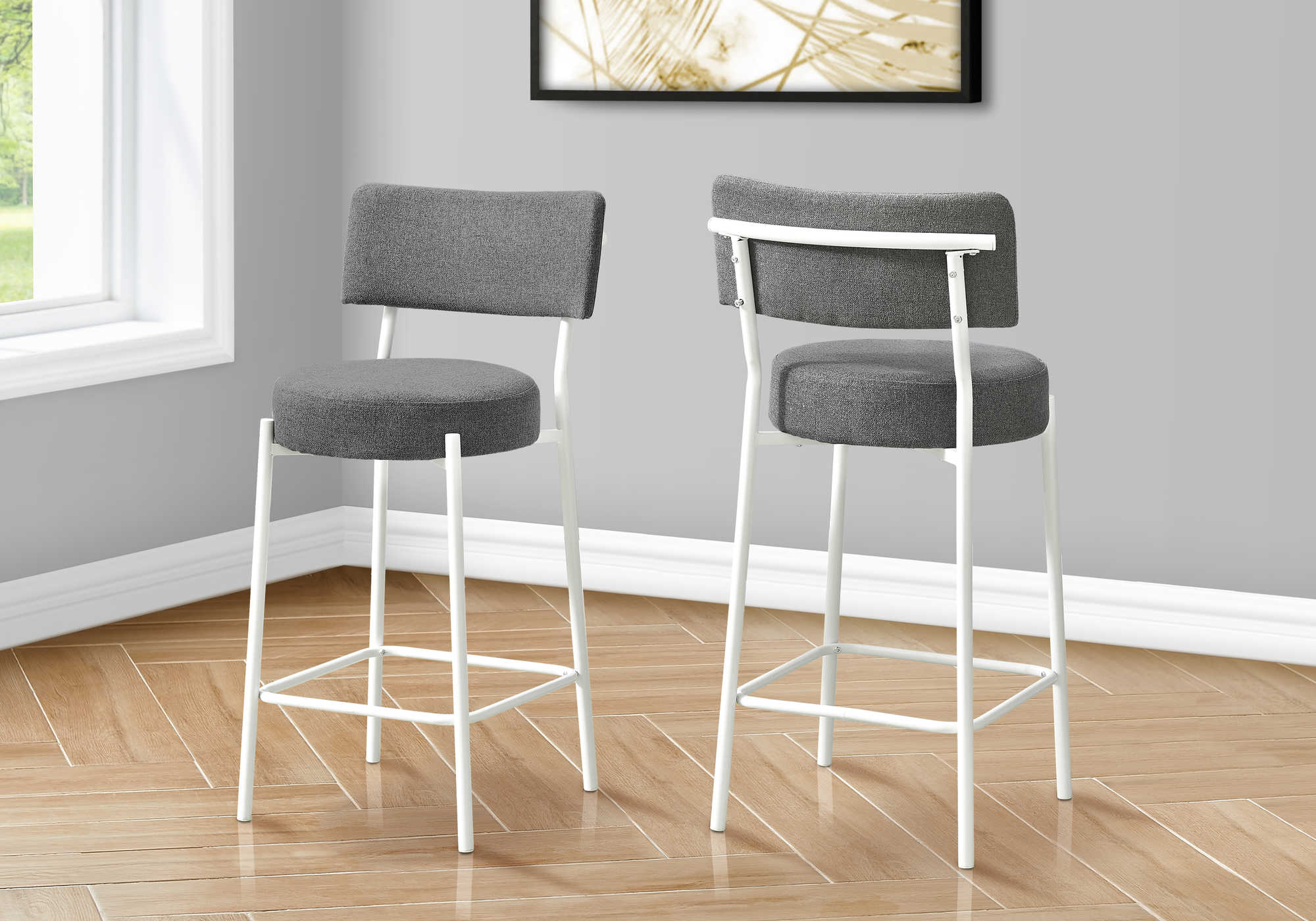 TABOURET DE BAR - 2PCS / 37"H / BLANC / HAUTEUR COMPTOIR – I 2247