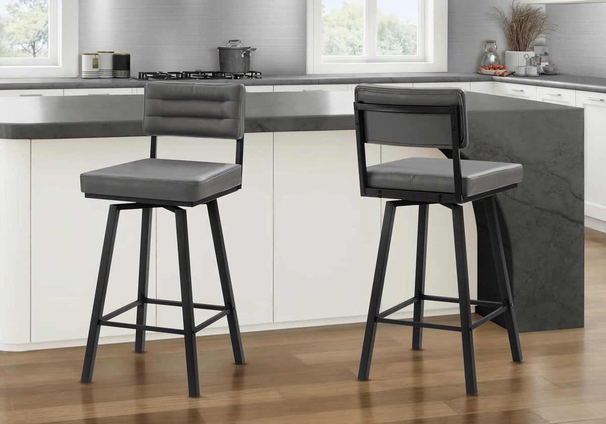 TABOURET DE BAR - 2PCS / 35"H / PU GRIS / HAUTEUR COMPTOIR – I 2281