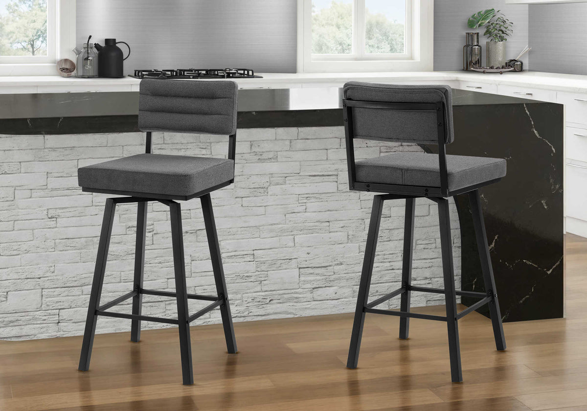 TABOURET DE BAR - 2PCS / 35"H / TISSU GRIS/ HAUTEUR COMPTOIR – I 2283