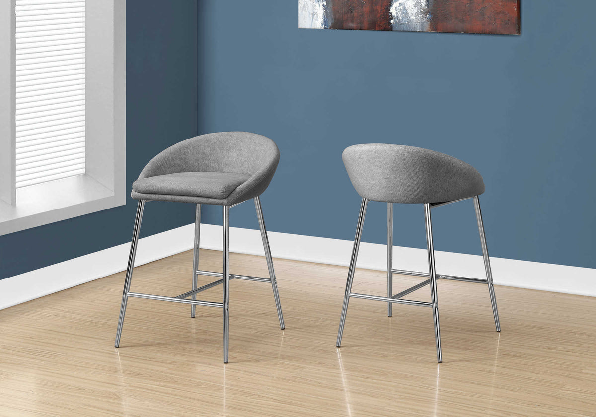 TABOURET DE BAR - 2PCS / TISSUS GRIS / HAUTEUR COMPTOIR – I 2298