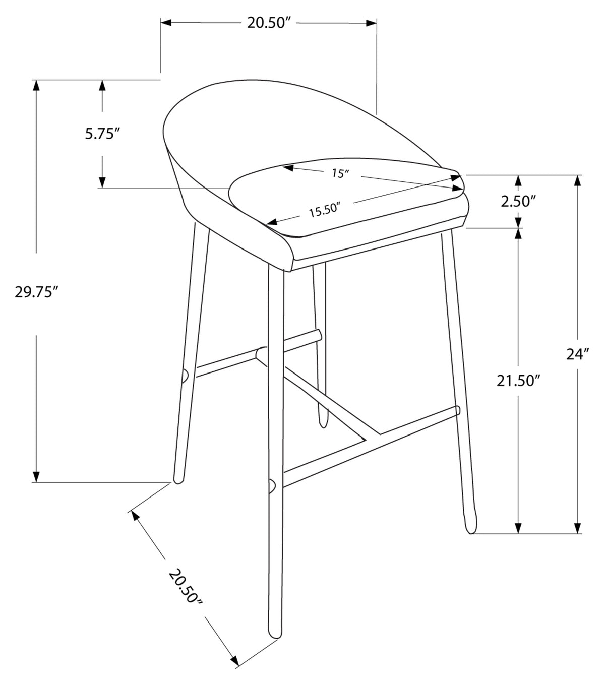 TABOURET DE BAR - 2PCS / TISSUS GRIS / HAUTEUR COMPTOIR – I 2298
