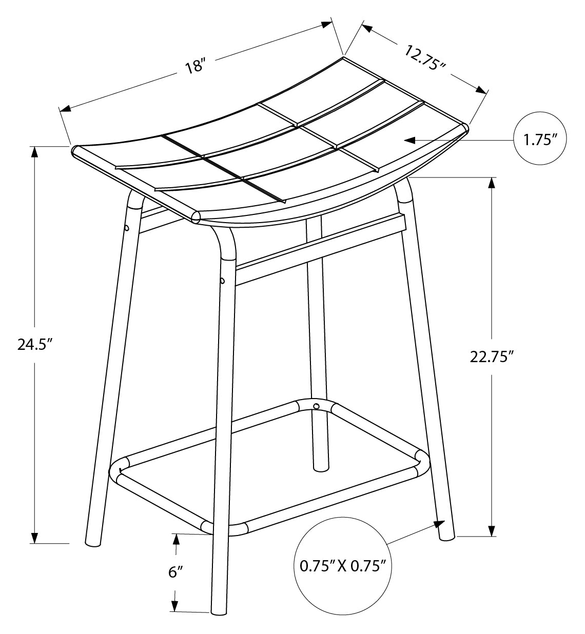 TABOURET DE BAR - 2PCS / GRIS / NOIR HAUTEUR COMPTOIR – I 2385