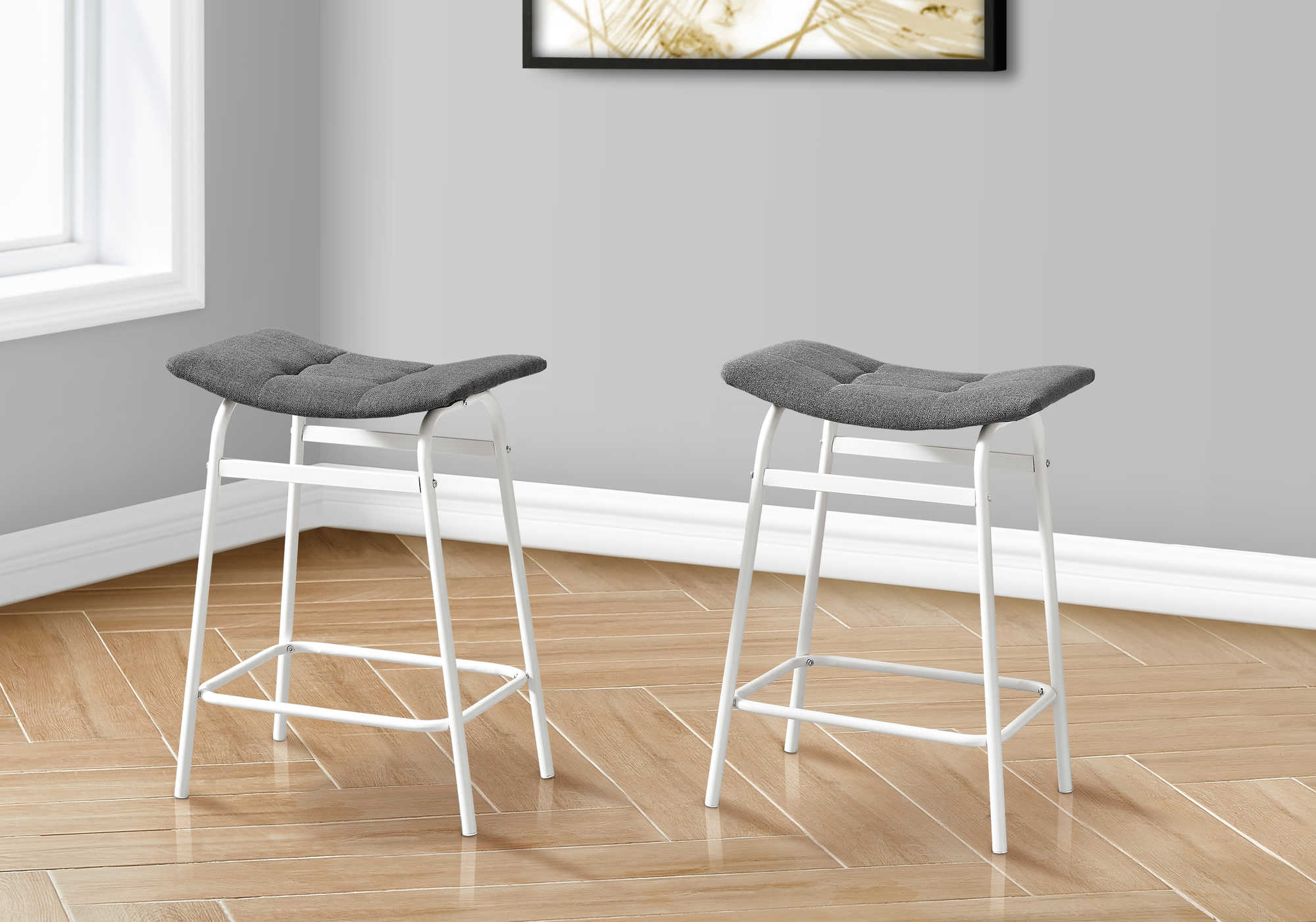 TABOURET DE BAR - 2PCS / GRIS / BLANC HAUTEUR COMPTOIR – I 2387