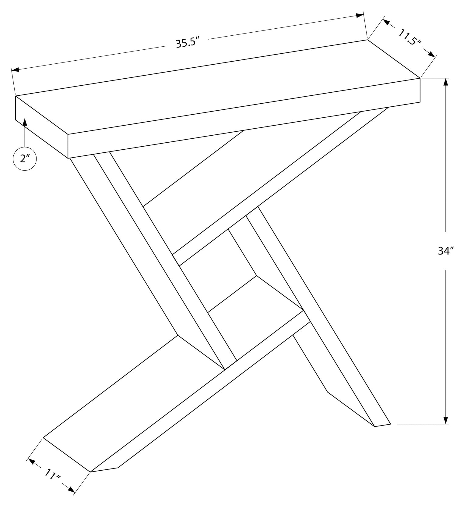 TABLE D'APPOINT - 36"L / CONSOLE NOIR / SIMILI-CIMENT – I 2406.