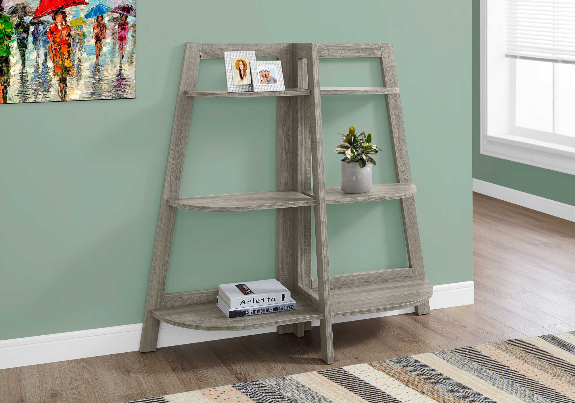 ETAGERE - 48"H / ETAGERE D'APPOINT TAUPE FONCE – I 2428