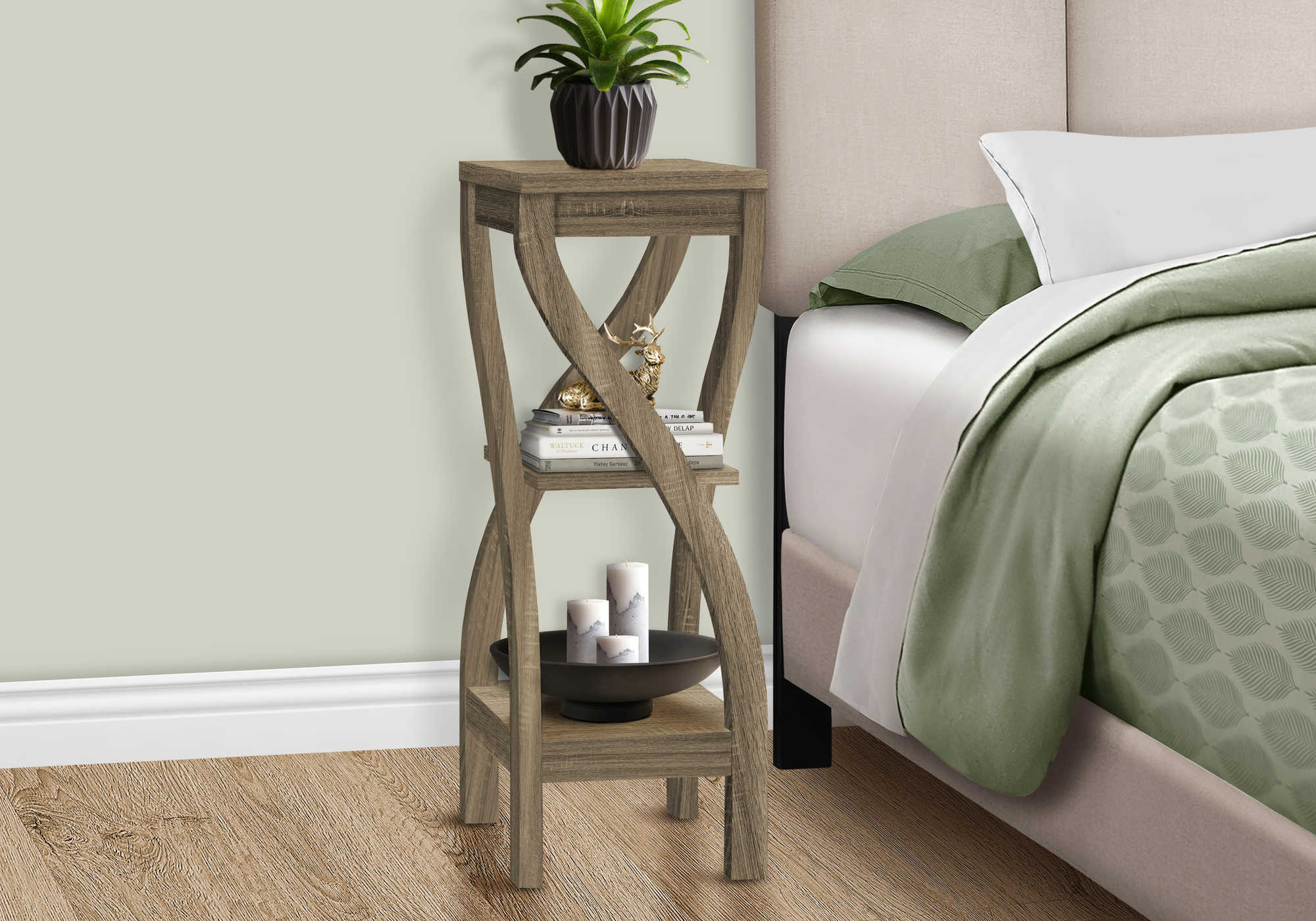 TABLE DE CHEVET - 32"H / TAUPE FONCE – I 2480.