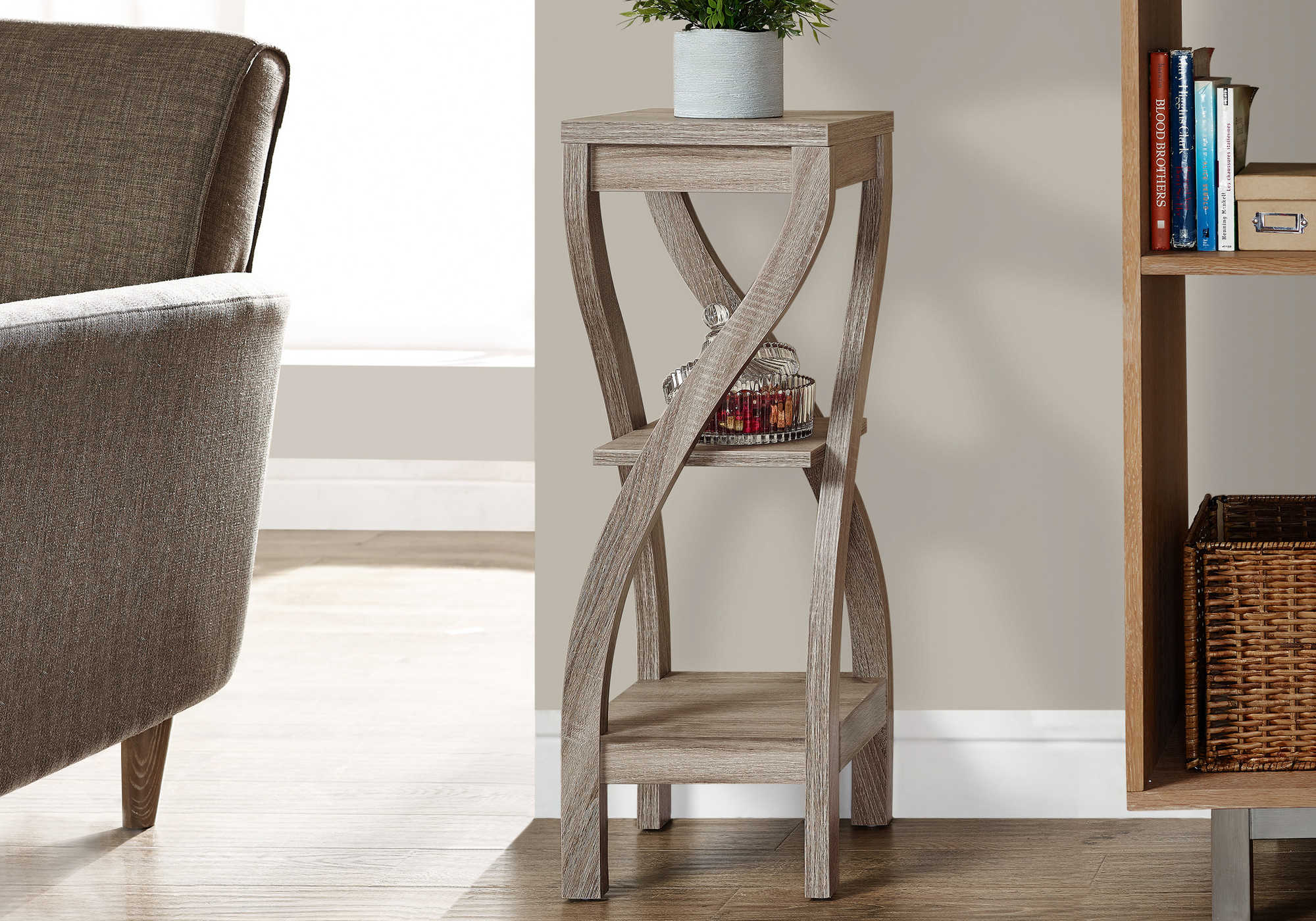 TABLE DE CHEVET - 32"H / TAUPE FONCE – I 2480.