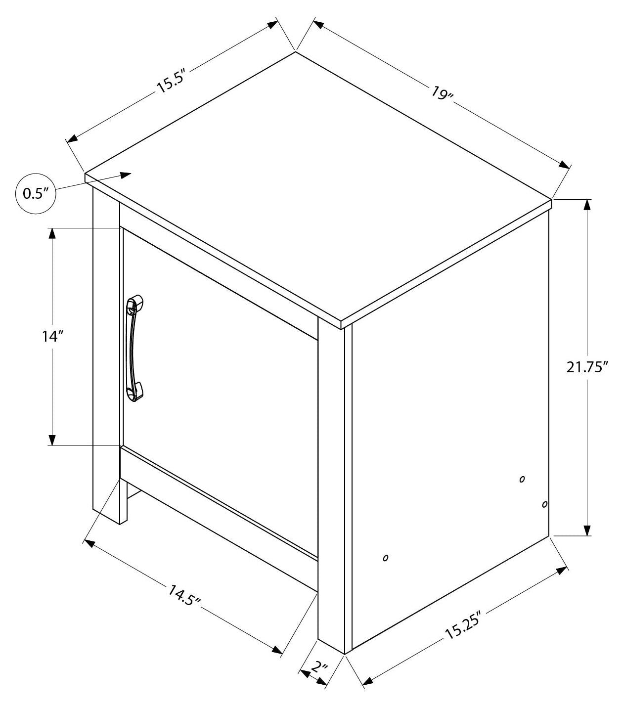 TABLE D'APPOINT - 22"H / GRIS RUSTIQUE / 1 PORTE – I 2513