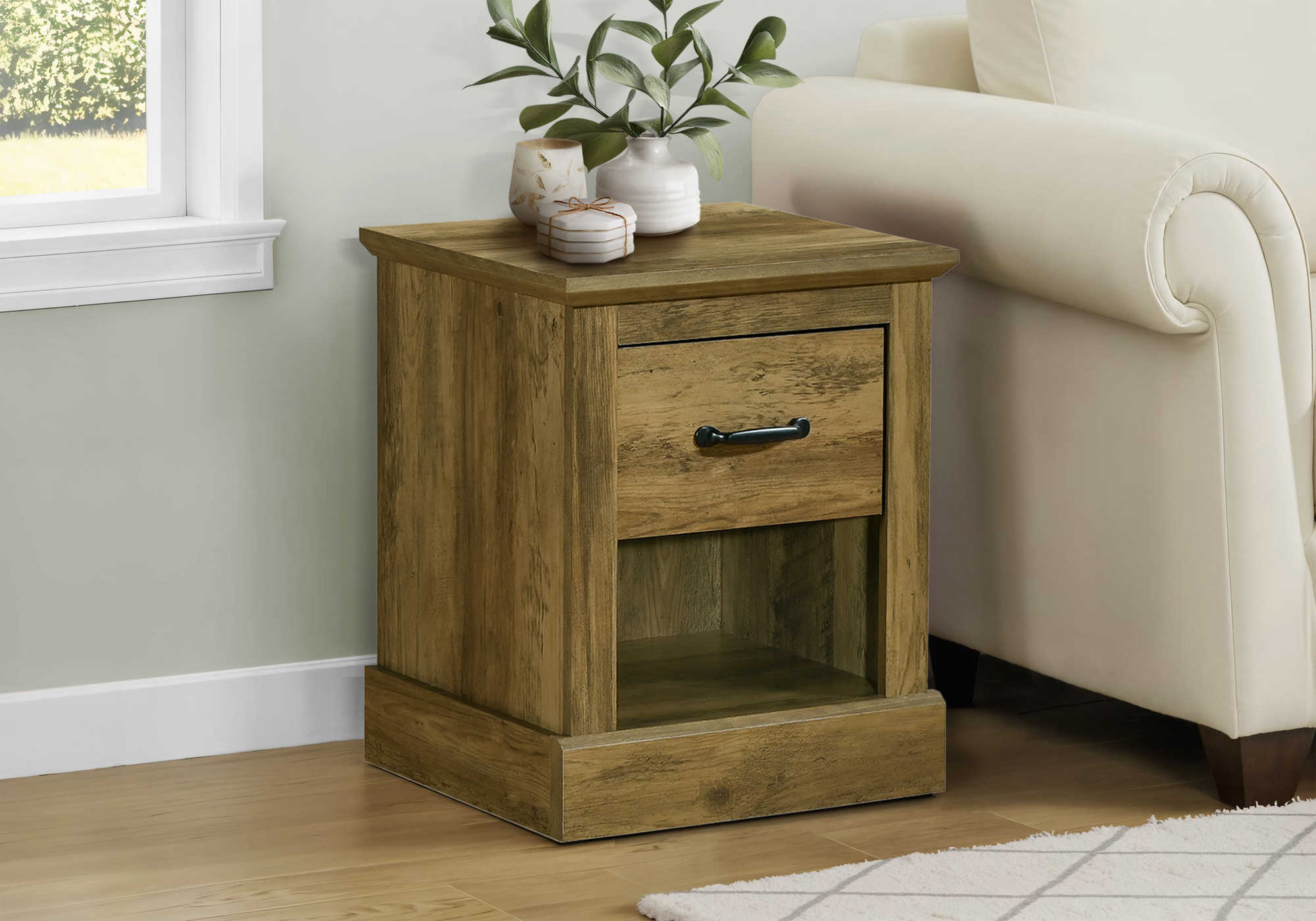 TABLE D'APPOINT - 24"H / BRUN FONCE CHENE / 1 TIROIR – I 2526
