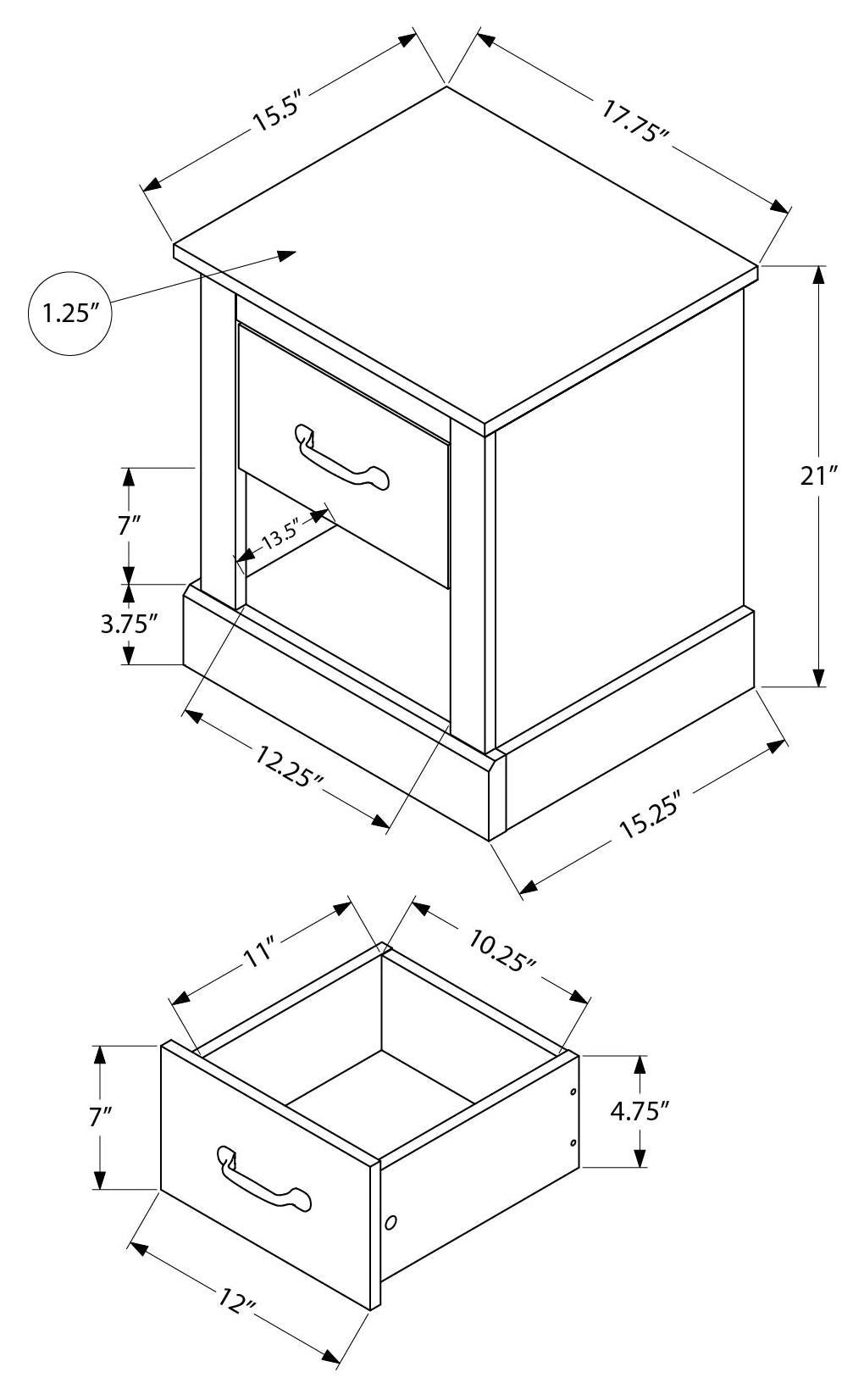 TABLE D'APPOINT - 24"H / BRUN FONCE CHENE / 1 TIROIR – I 2526