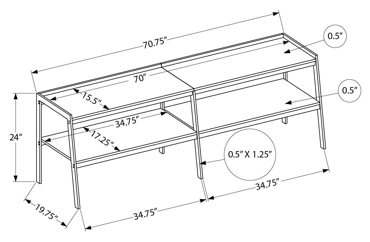 MEUBLE TV - 72"L / NOIR / METAL NOIR – I 2535