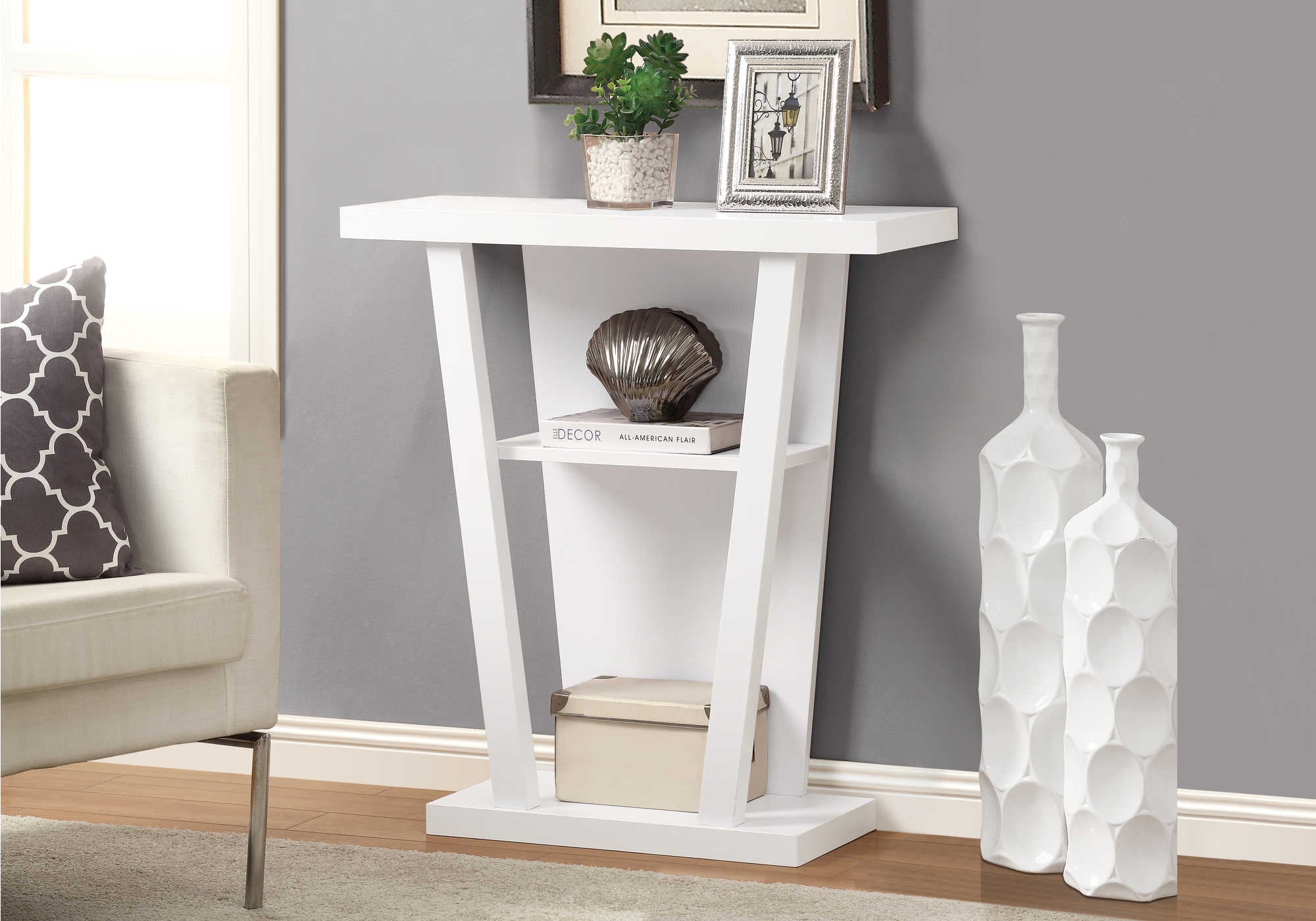 TABLE D'APPOINT - 32"L / CONSOLE D'ENTREE BLANCHE – I 2560.