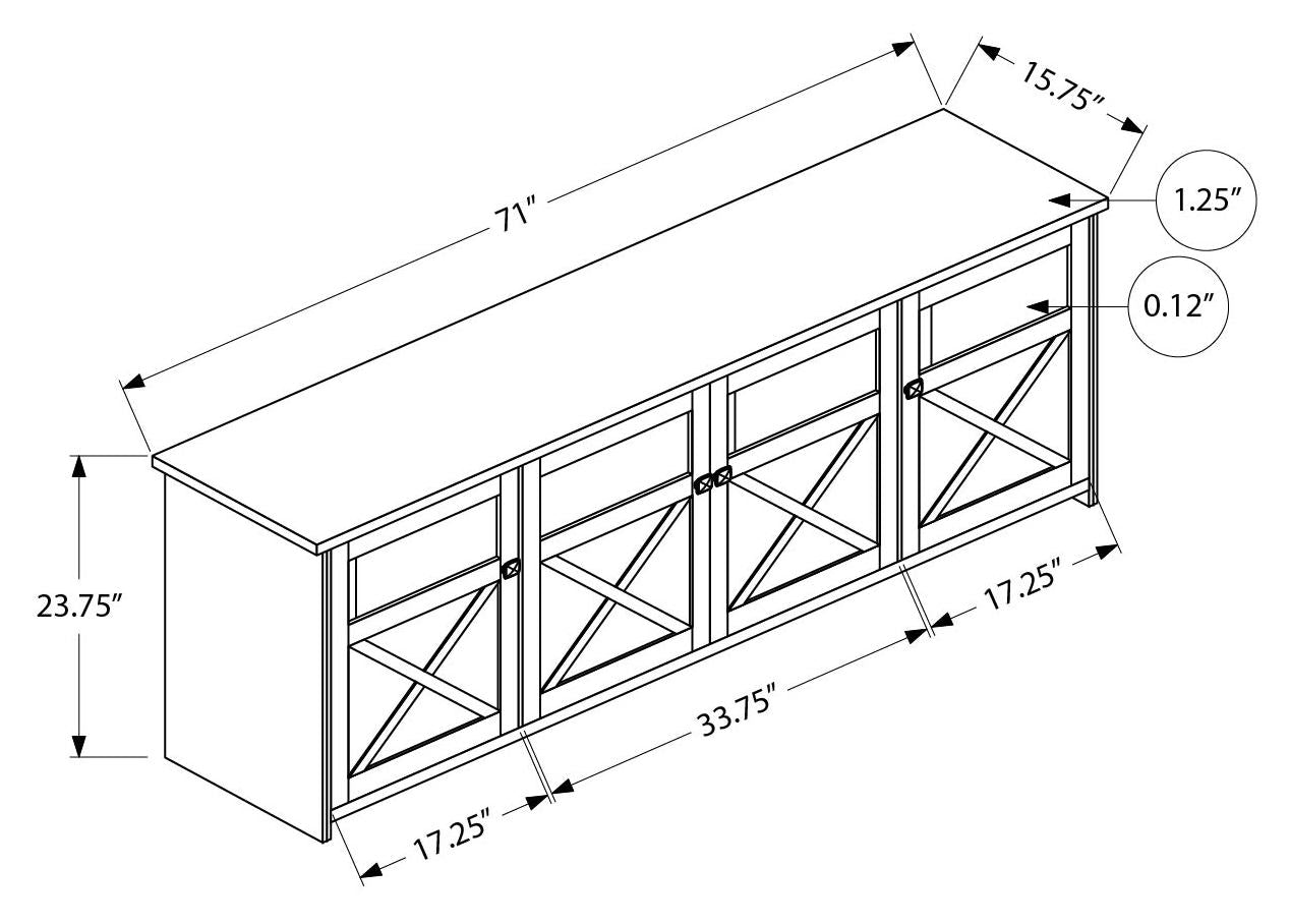 MEUBLE TV - 72"L / CHENE LAVE / PLATEAU NOYER FONCE 4 PORTES – I 2769