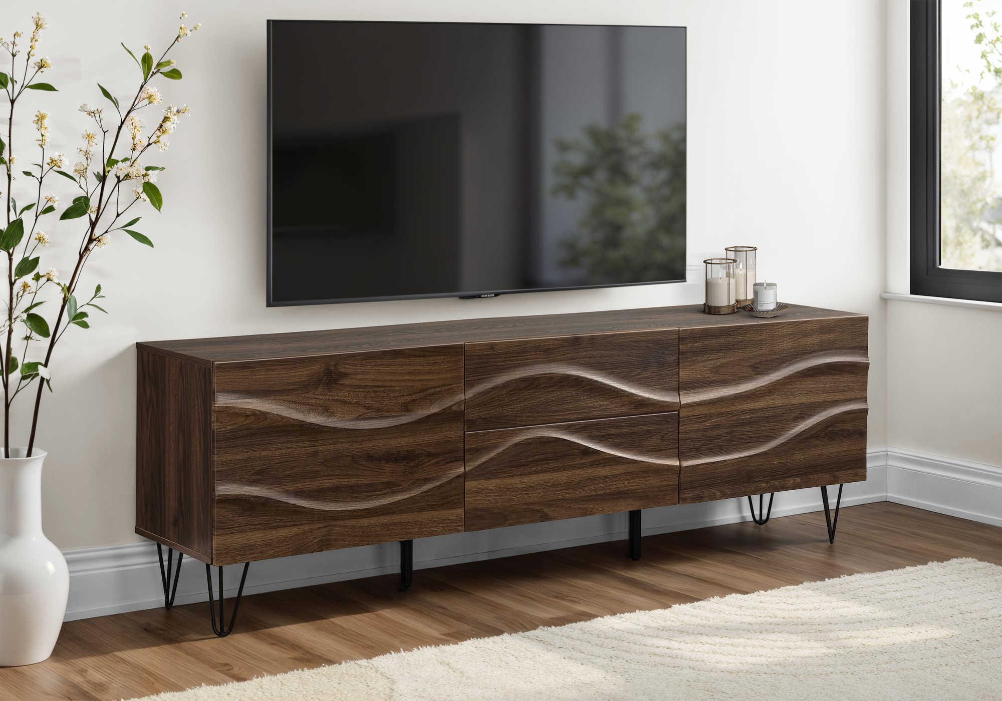 MEUBLE TV - 72"L / BRUN SIMILI-BOIS – I 2828