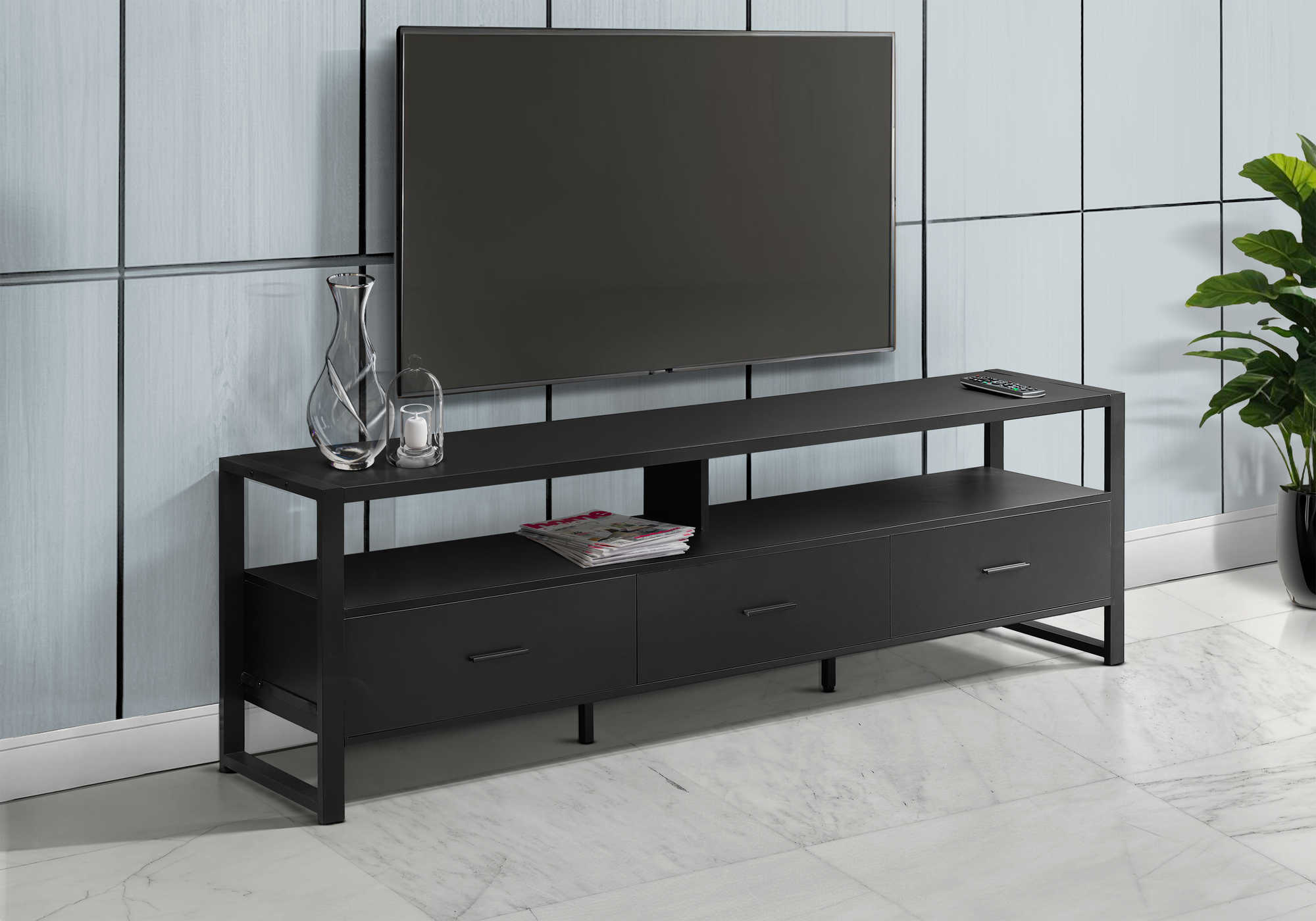 MEUBLE TV - 72"L / NOIR / METAL NOIR – I 2845