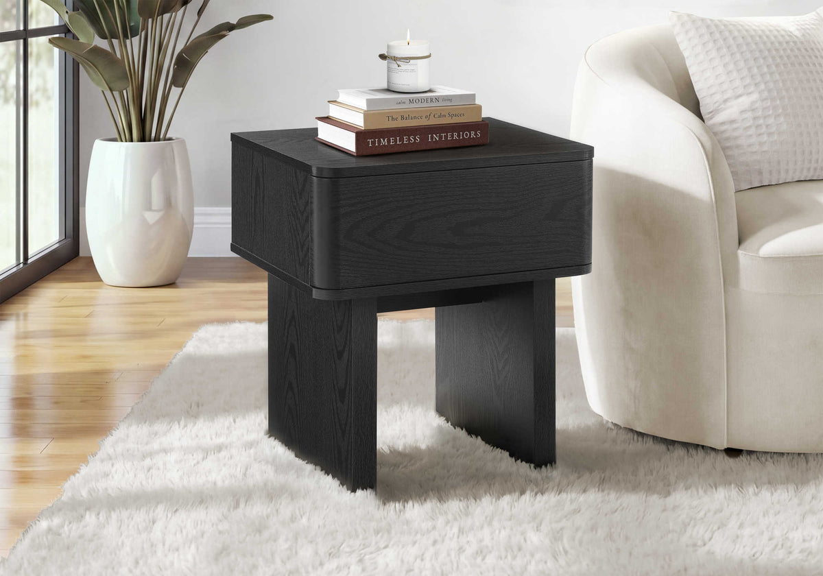 TABLE D'APPOINT - 20"H / BOIS NOIR AVEC 1 TIROIR – I 2867
