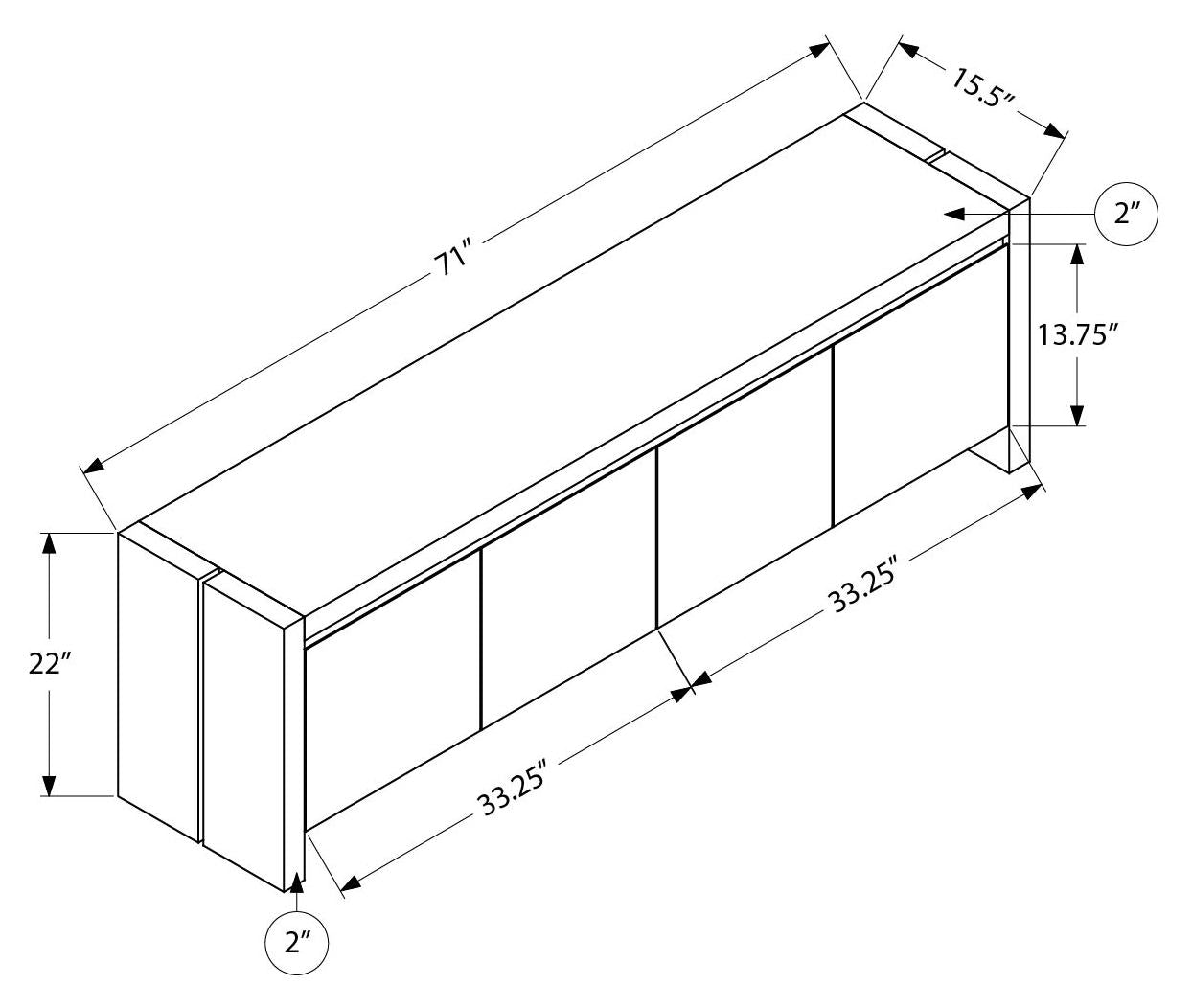 MEUBLE TV - 72"L / NATUREL SIMILI-BOIS AVEC 4 PORTES – I 2885