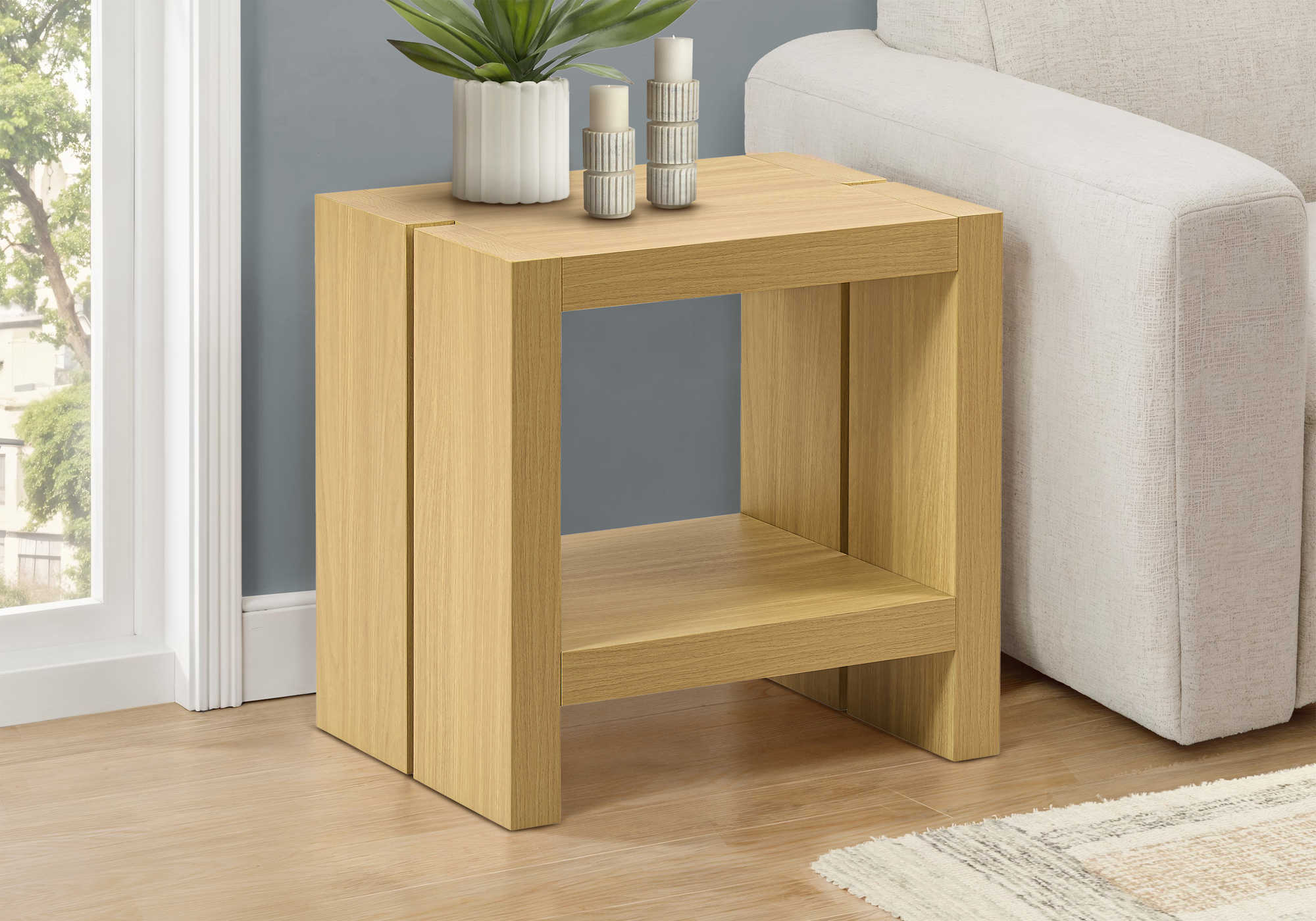TABLE D'APPOINT - 20"H / CHENE NATUREL / ETAGERE INFERIEURE – I 2887