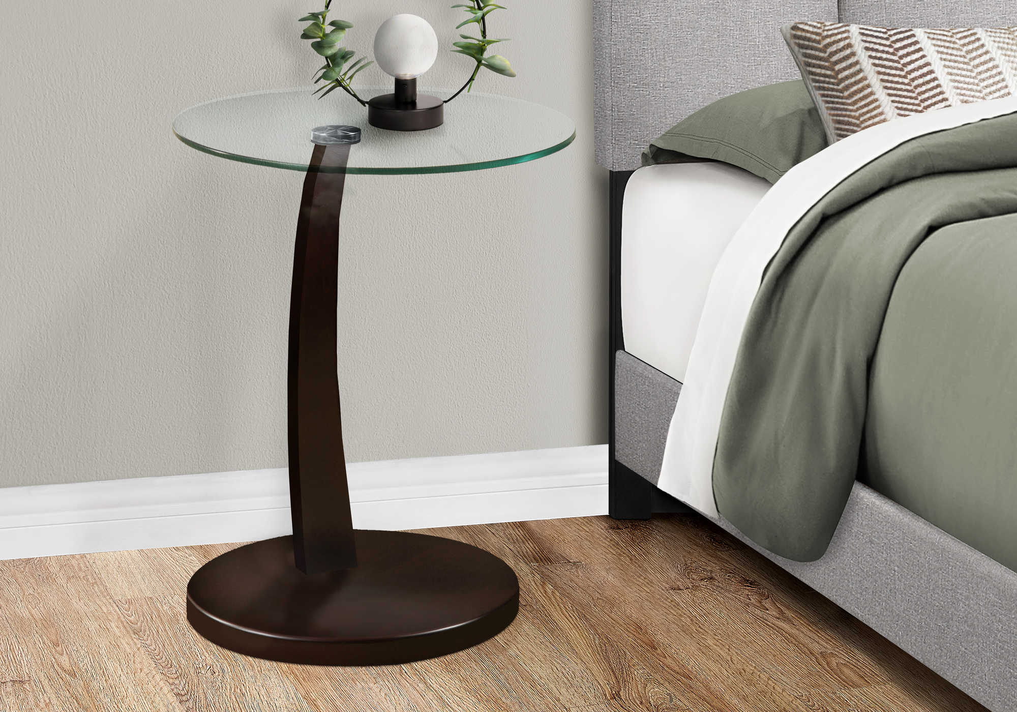 Image of nightstand - espresso bentwood with tempered glass i 3001.