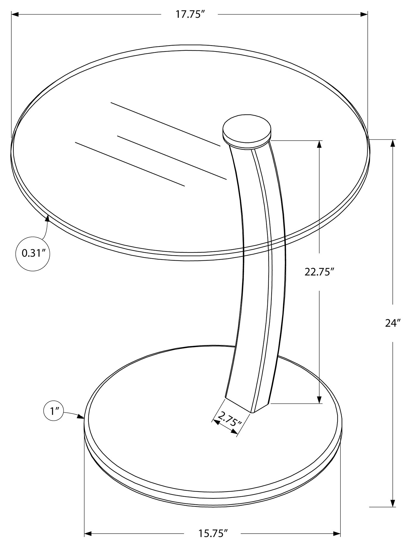 TABLE DE CHEVET - BLANC AVEC VERRE TREMPE – I 3017.
