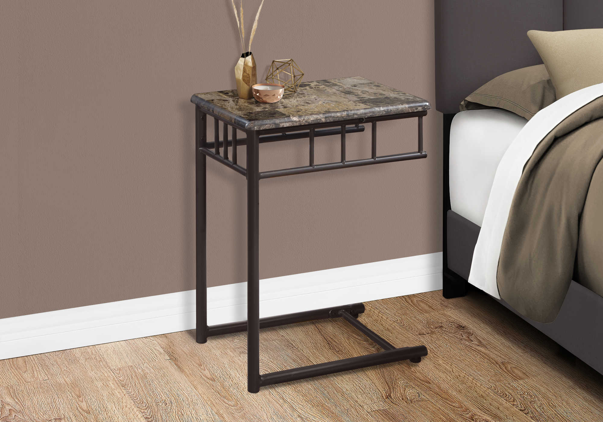 TABLE DE CHEVET - MARBRE ESPRESSO / METAL BRONZE – I 3043.