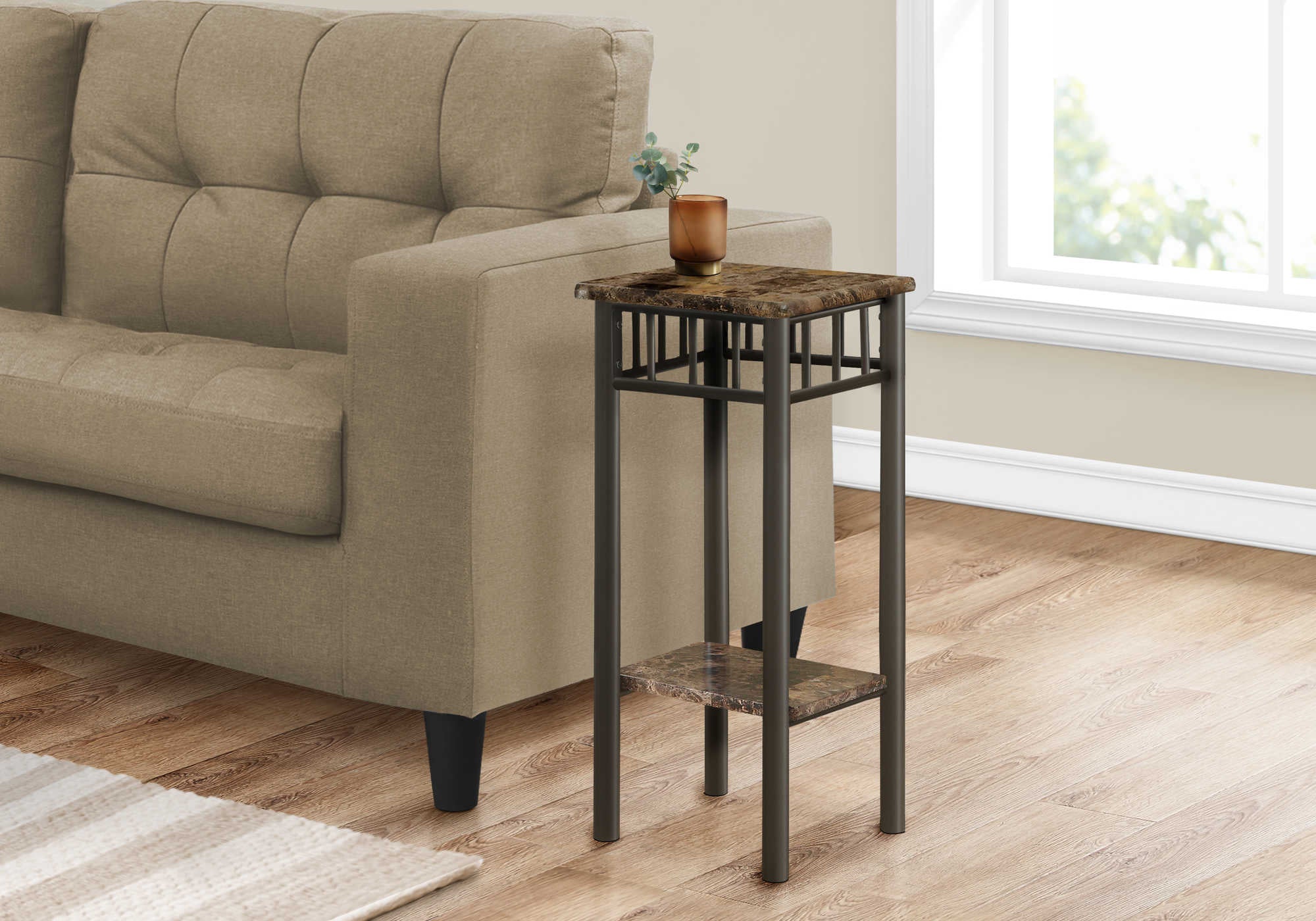 TABLE DE CHEVET - MARBRE ESPRESSO / METAL BRONZE – I 3044.