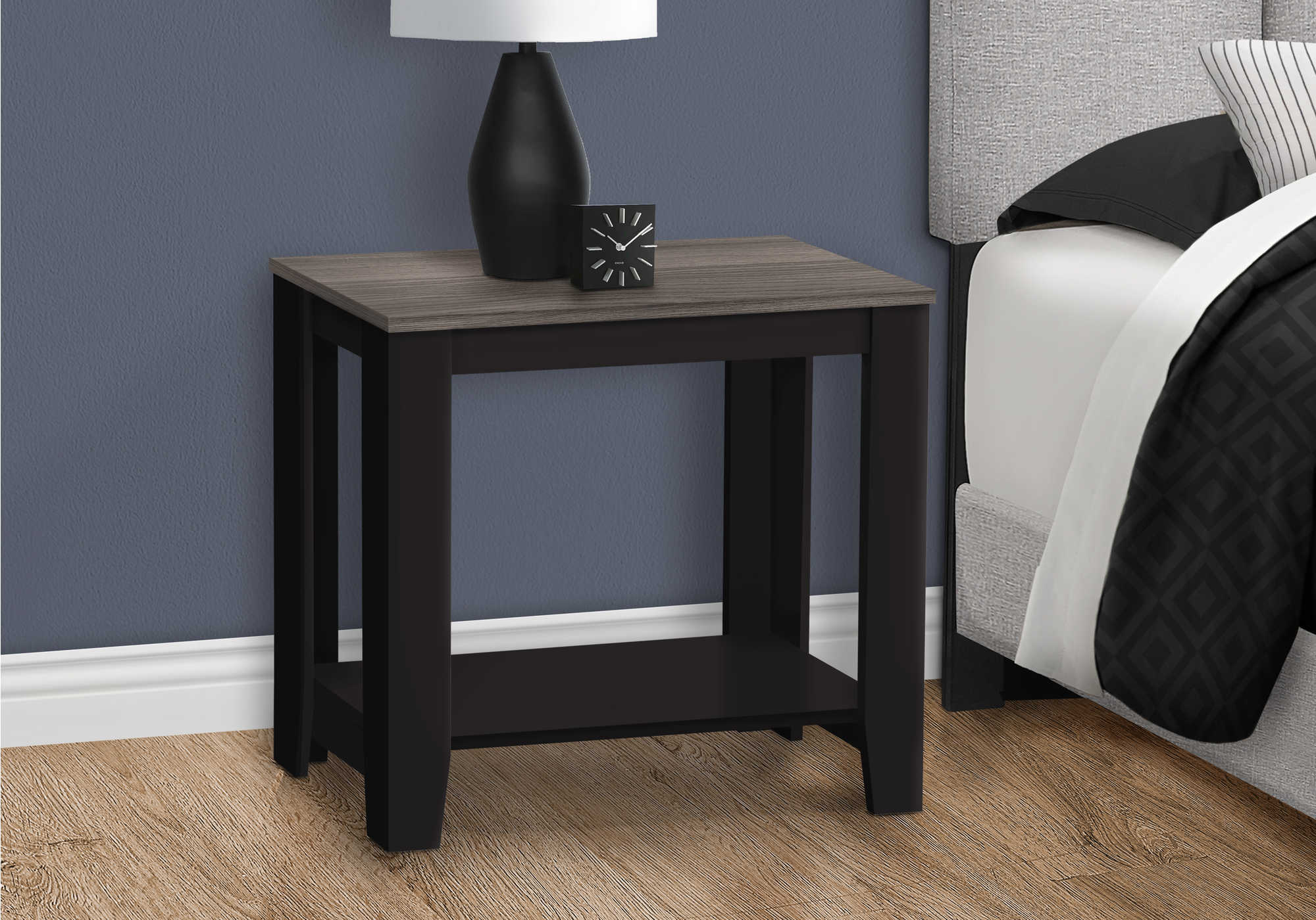 TABLE DE CHEVET - NOIR / DESSUS GRIS – I 3134.