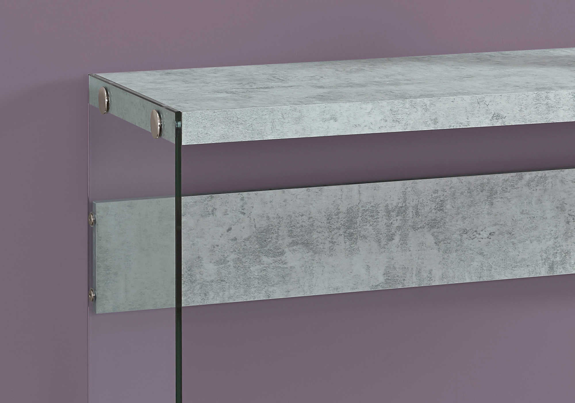 TABLE D'APPOINT - 44"L / GRIS CIMENTE / VERRE TREMPE – I 3232.