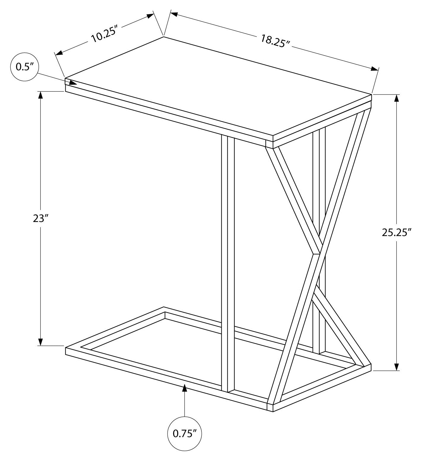 TABLE DE CHEVET - 25"H / NOIR / METAL NOIR – I 3247.