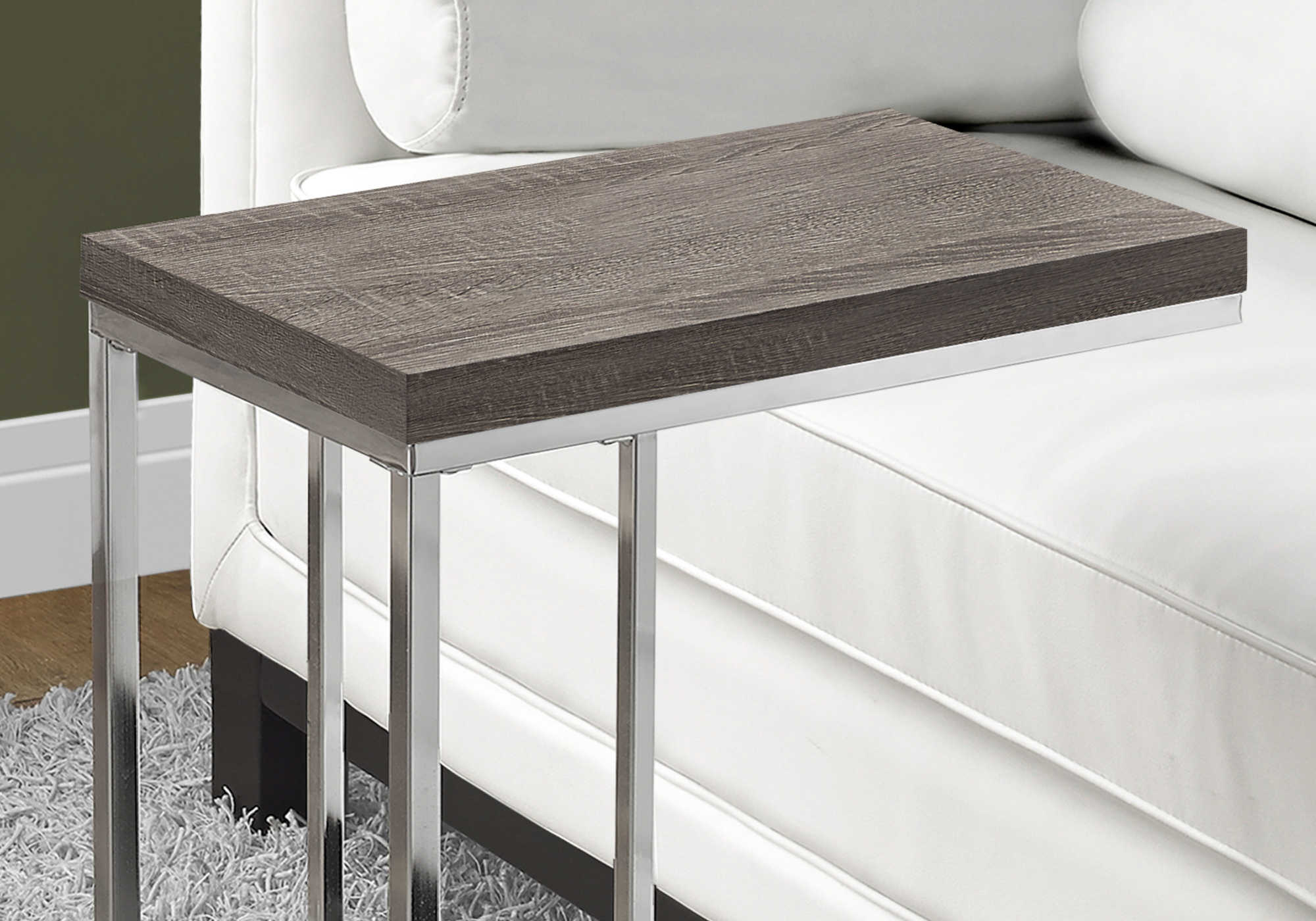 TABLE DE CHEVET - TAUPE FONCE AVEC CHROME – I 3253.