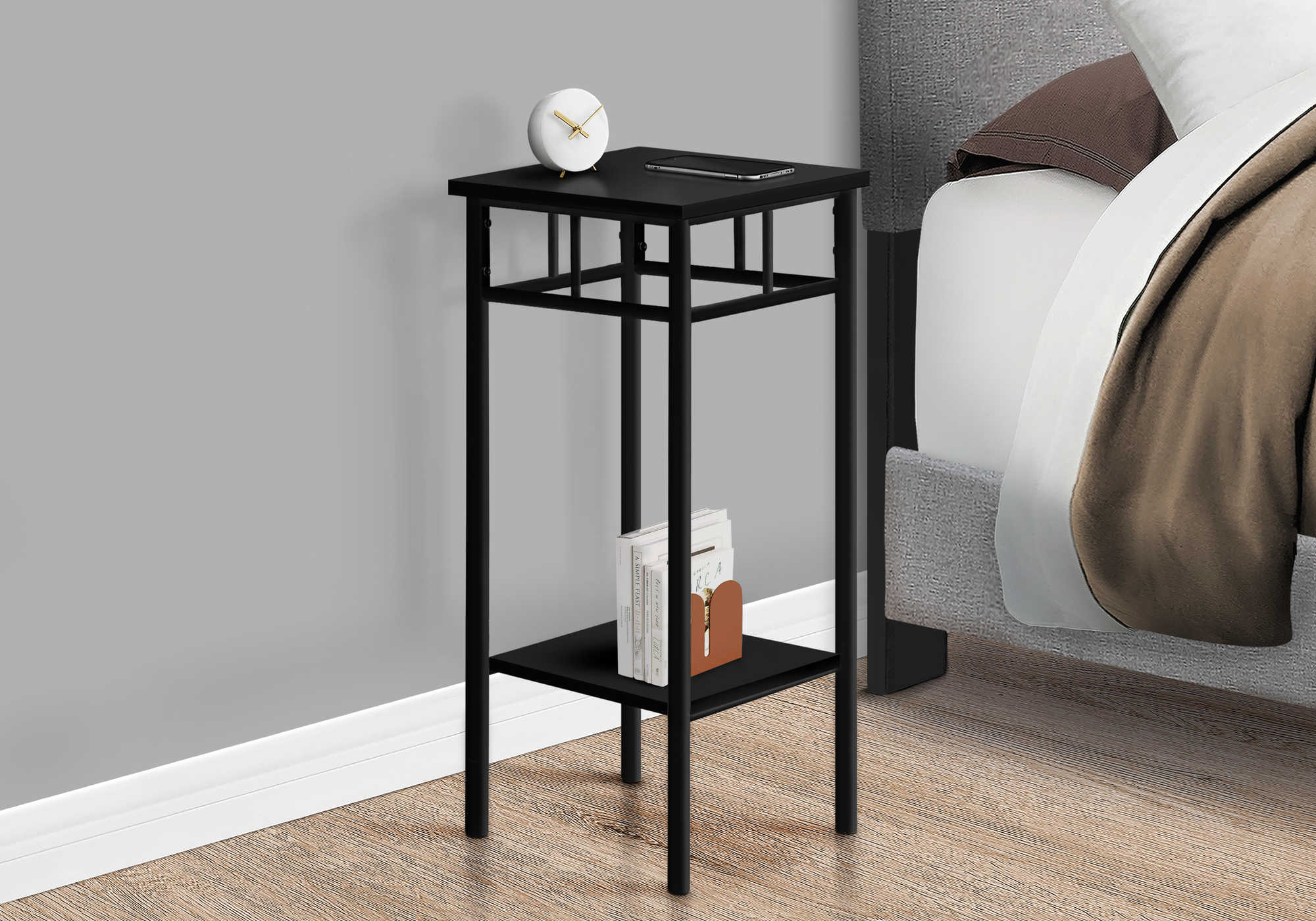 TABLE DE CHEVET - 28"H / NOIR / METAL NOIR – I 3278.