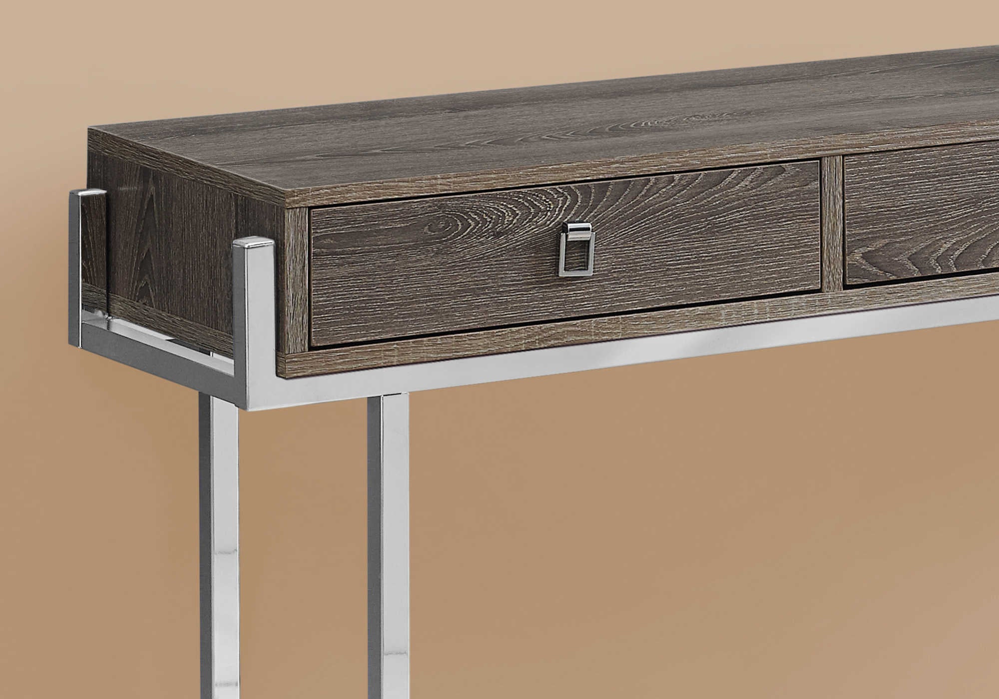 TABLE D'APPOINT - 48"L / TAUPE FONCE / METAL CHROME – I 3299.