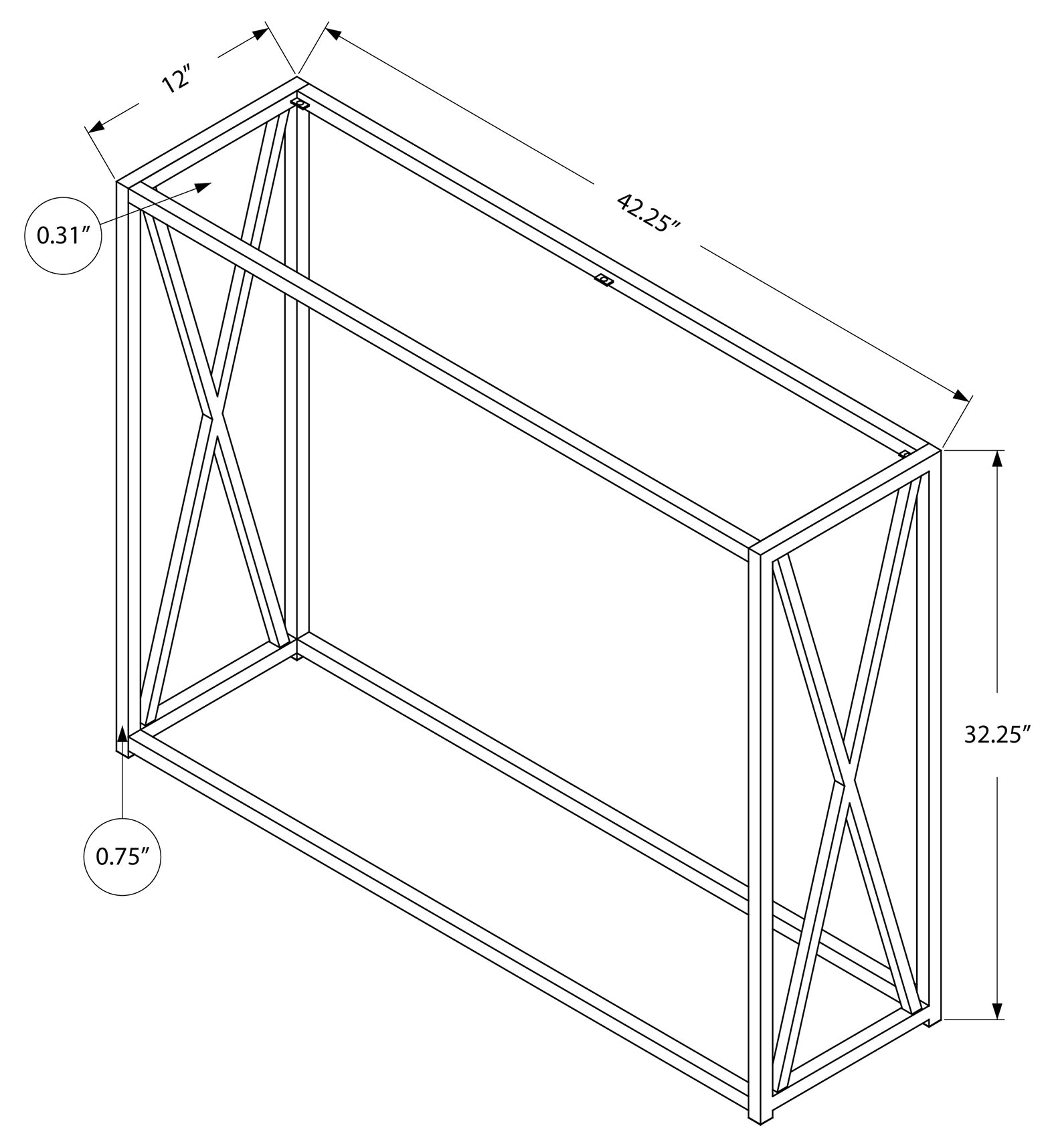 TABLE D'APPOINT - 42"L/ METAL OR AVEC VERRE TREMPE – I 3446.