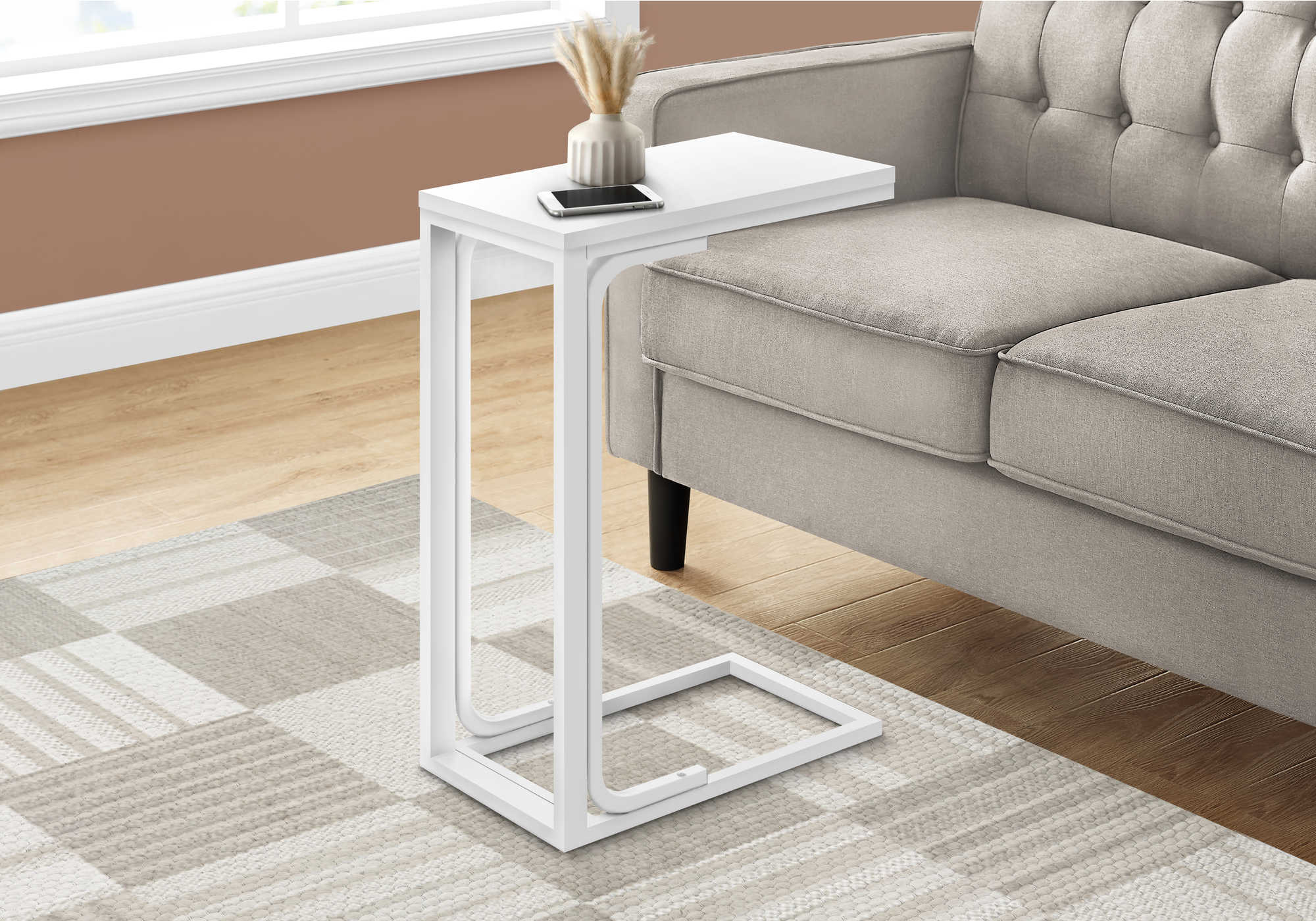 TABLE DE CHEVET - 25"H / BLANC / METAL BLANC – I 3478.