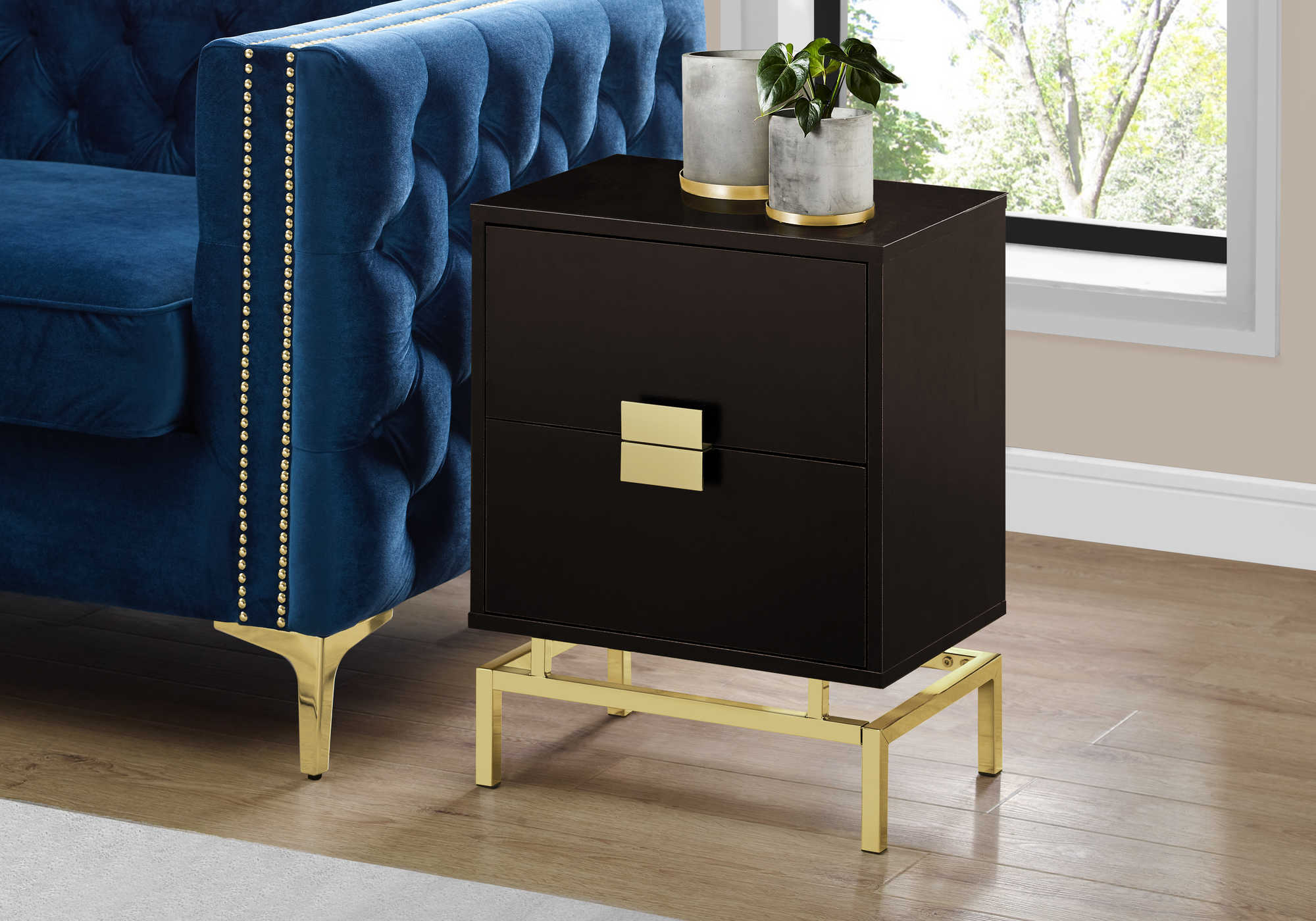 Image of accent table - 24"h / espresso / gold metal  i 3496.