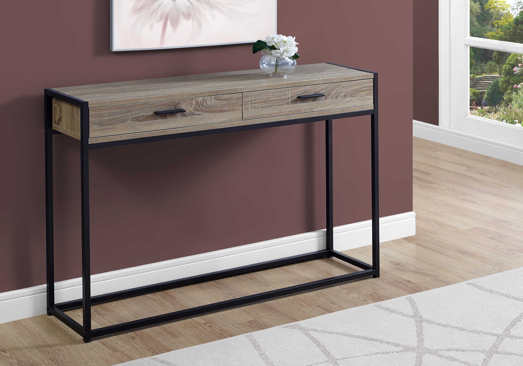 TABLE D'APPOINT - 48"L / CONSOLE D'ENTREE TAUPE FONCE – I 3511.