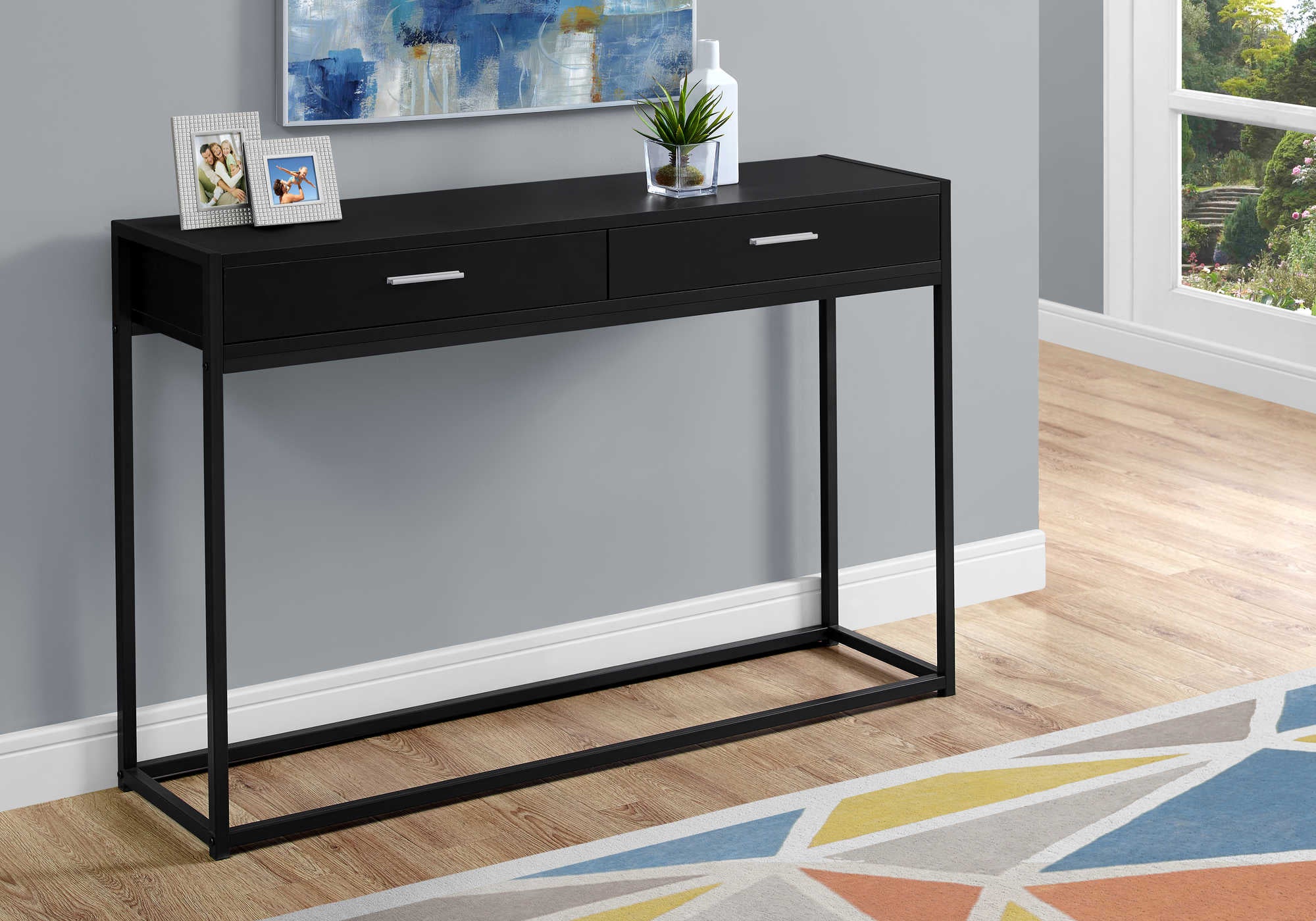 TABLE D'APPOINT - 48"L / CONSOLE D'ENTREE NOIR – I 3512.