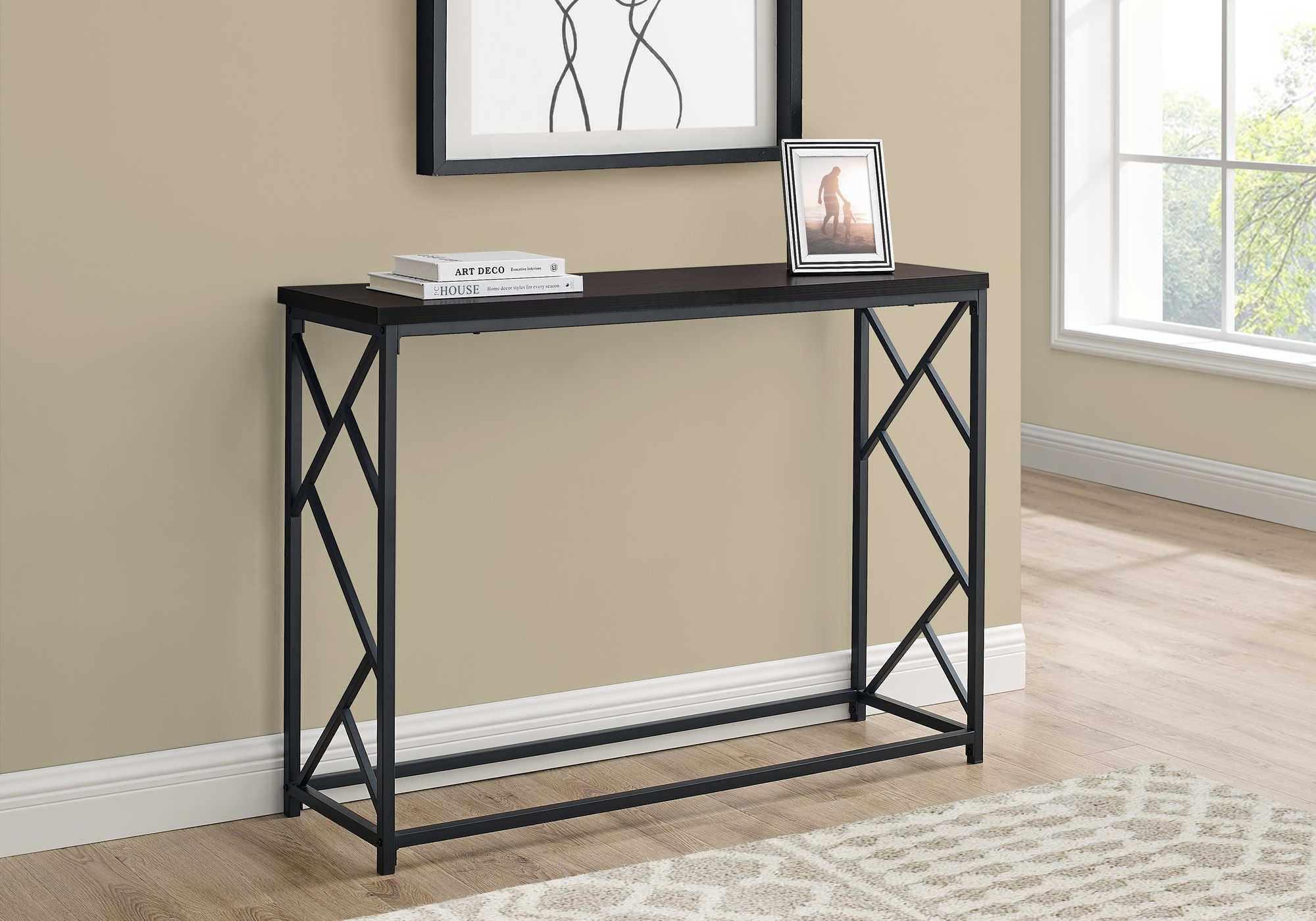 TABLE D'APPOINT - 44"L / CONSOLE D'ENTREE ESPRESSO / NOIR – I 3534.