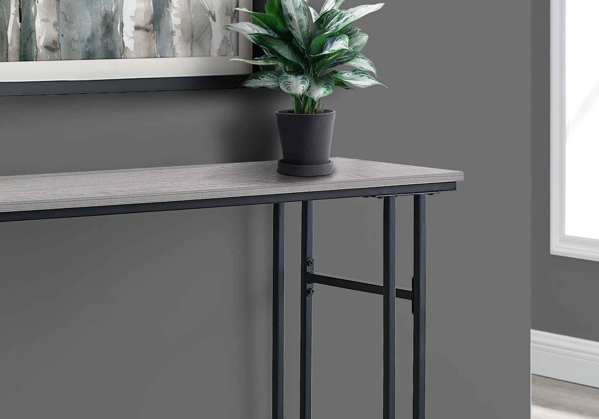 TABLE D'APPOINT - 48"L / CONSOLE D'ENTREE GRIS / NOIR – I 3576.