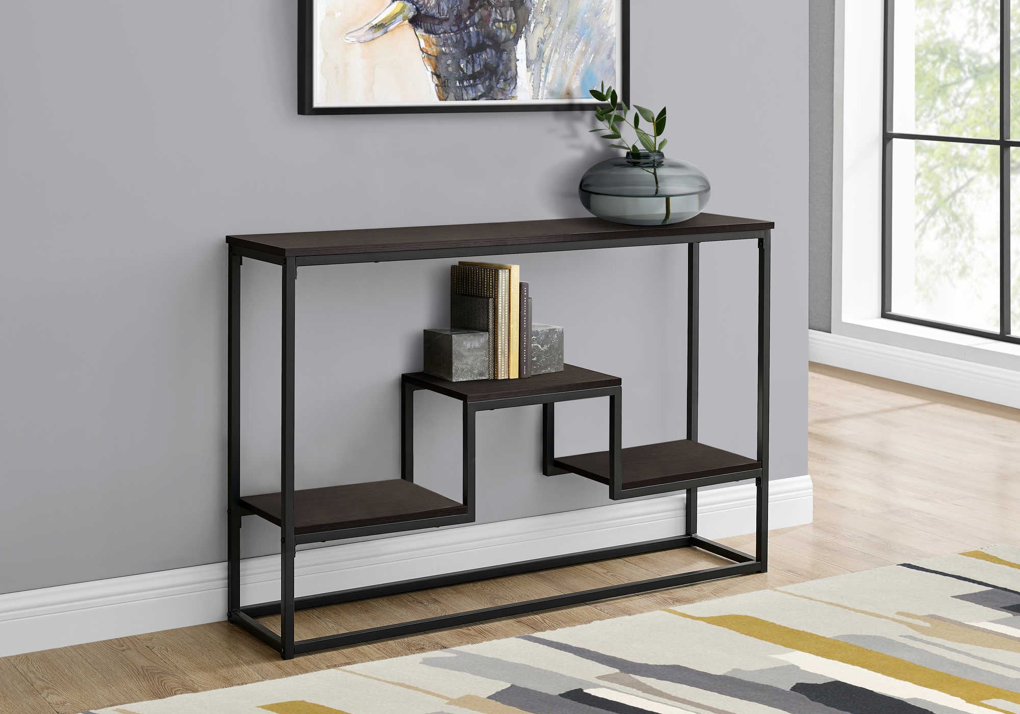 TABLE D'APPOINT - 48"L / CONSOLE D'ENTREE ESPRESSO / NOIR – I 3582.