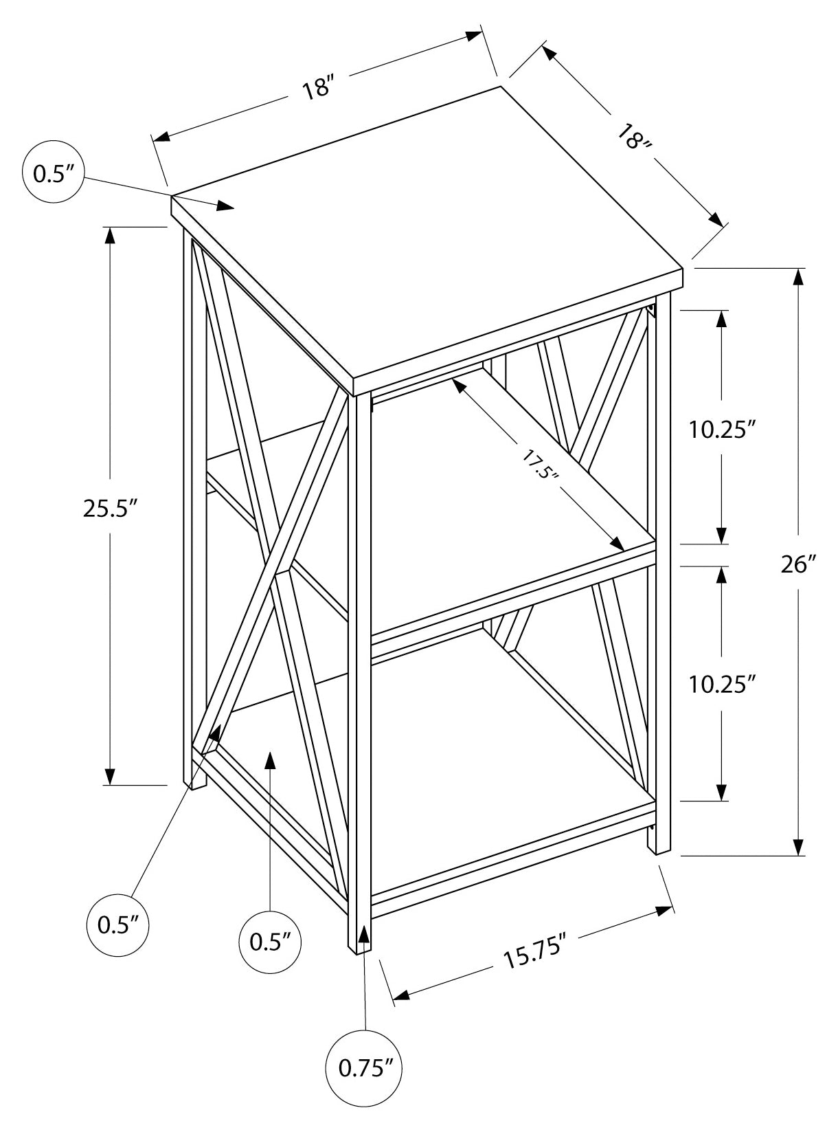 TABLE DE CHEVET - 26"H / BLANC / METAL BLANC – I 3599.